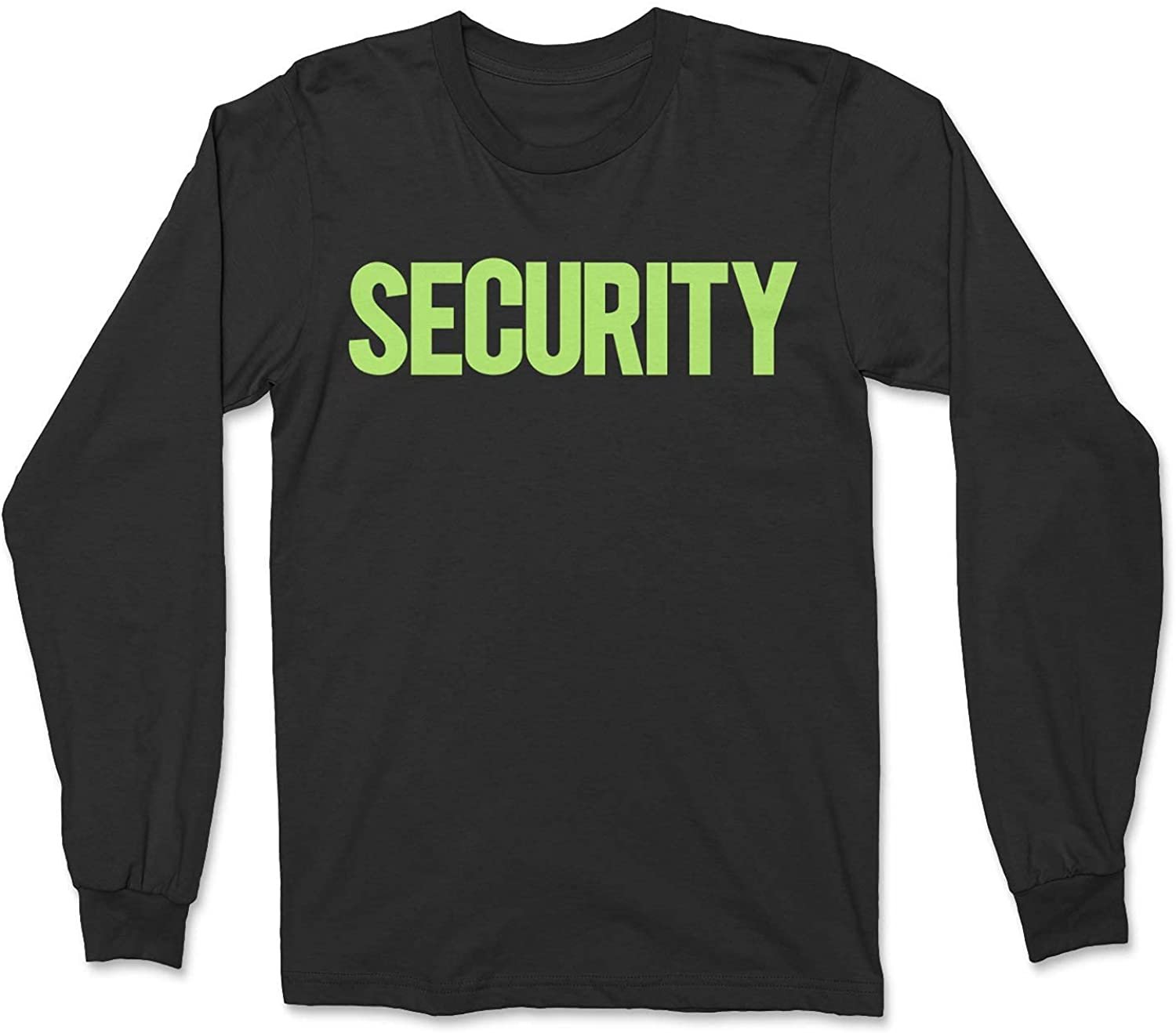 Men's Long Sleeve Security T-Shirt (Black / Neon , Solid Design)