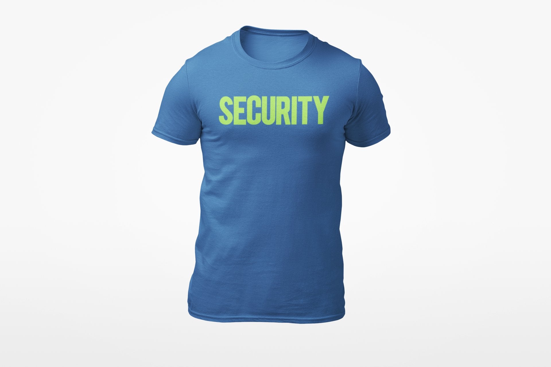 T-shirt de sécurité pour hommes (conception solide, imprimé avant et arrière, bleu indigo et néon)