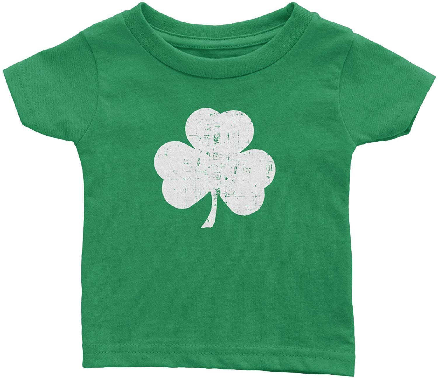 Irish Green Shamrock Baby Tee (Distressed, Irish Green)