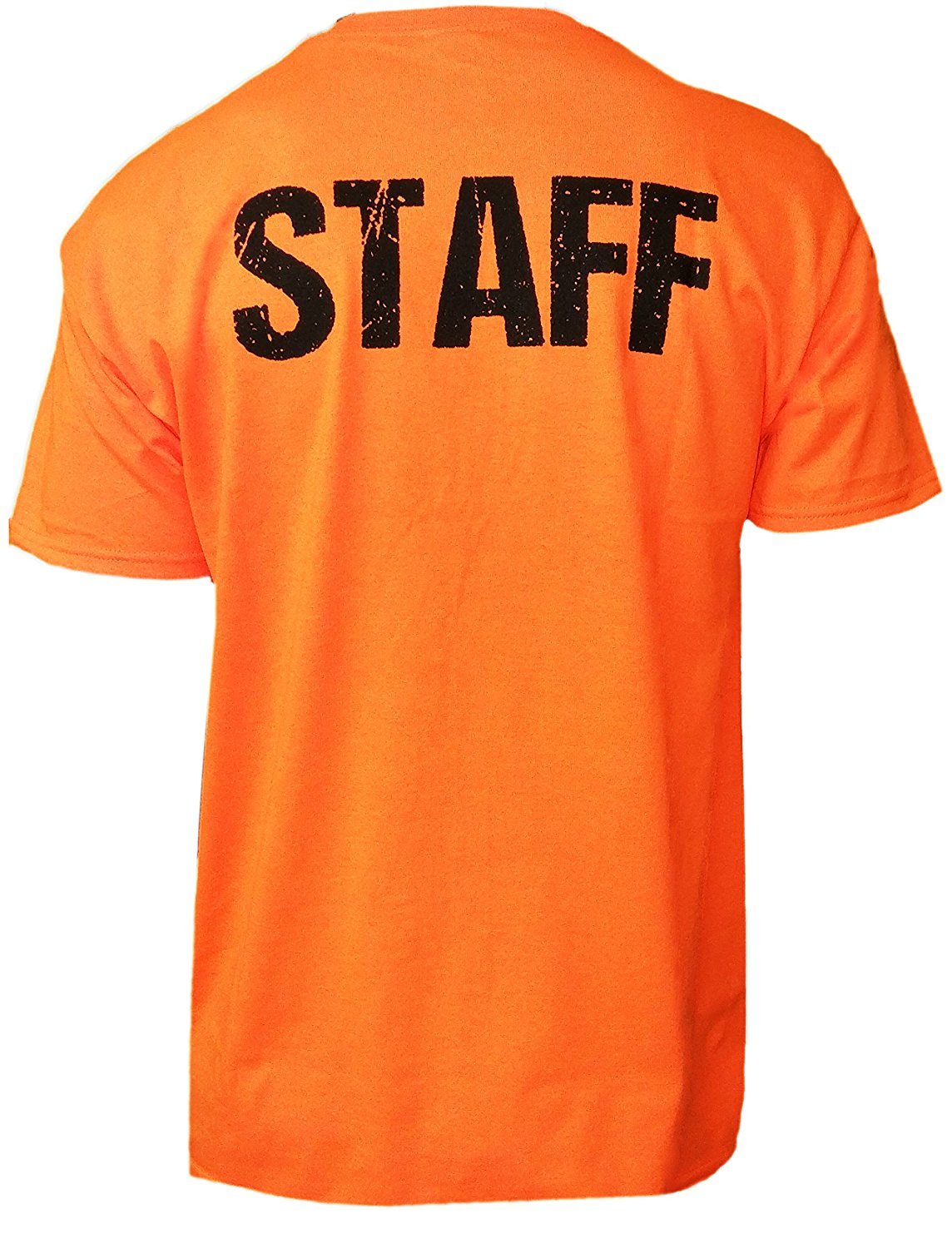 T-shirt orange fluo pour homme avec imprimé devant et dos.