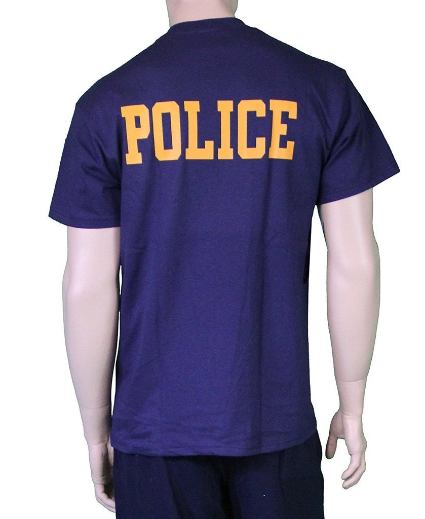 NYPD Tee Mens Official Police Back Print T-Shirt Navy