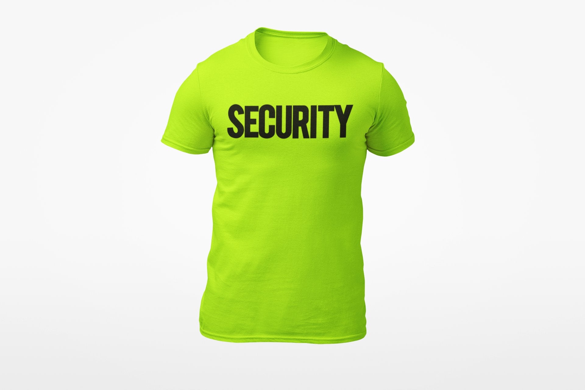 Sicherheits-T-Shirt für Herren (einfarbiges Design, Vorder- und Rückseitendruck, Sicherheitsgrün und -schwarz)