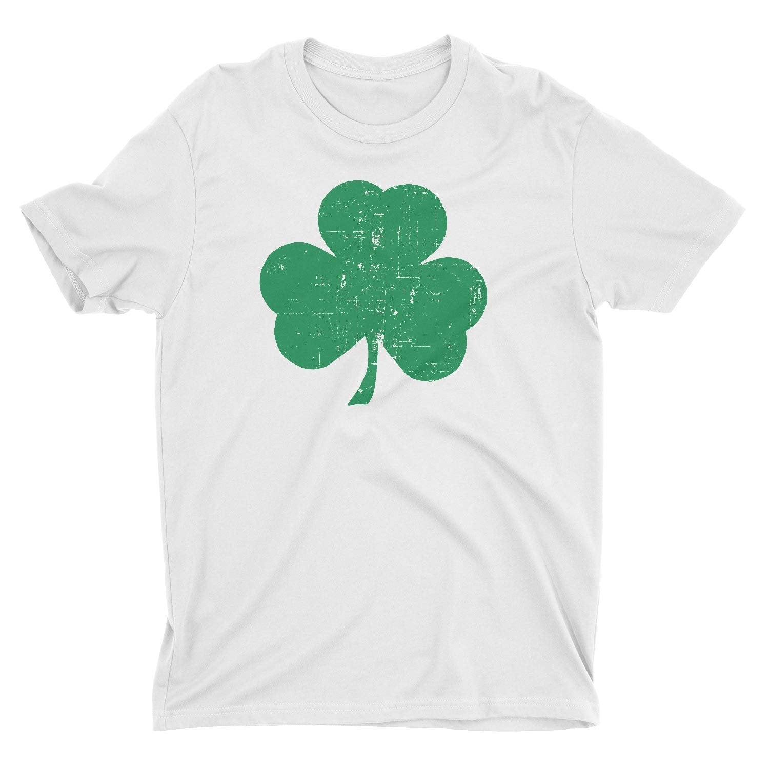 T-shirt Shamrock pour hommes (grand design en détresse, blanc et vert)