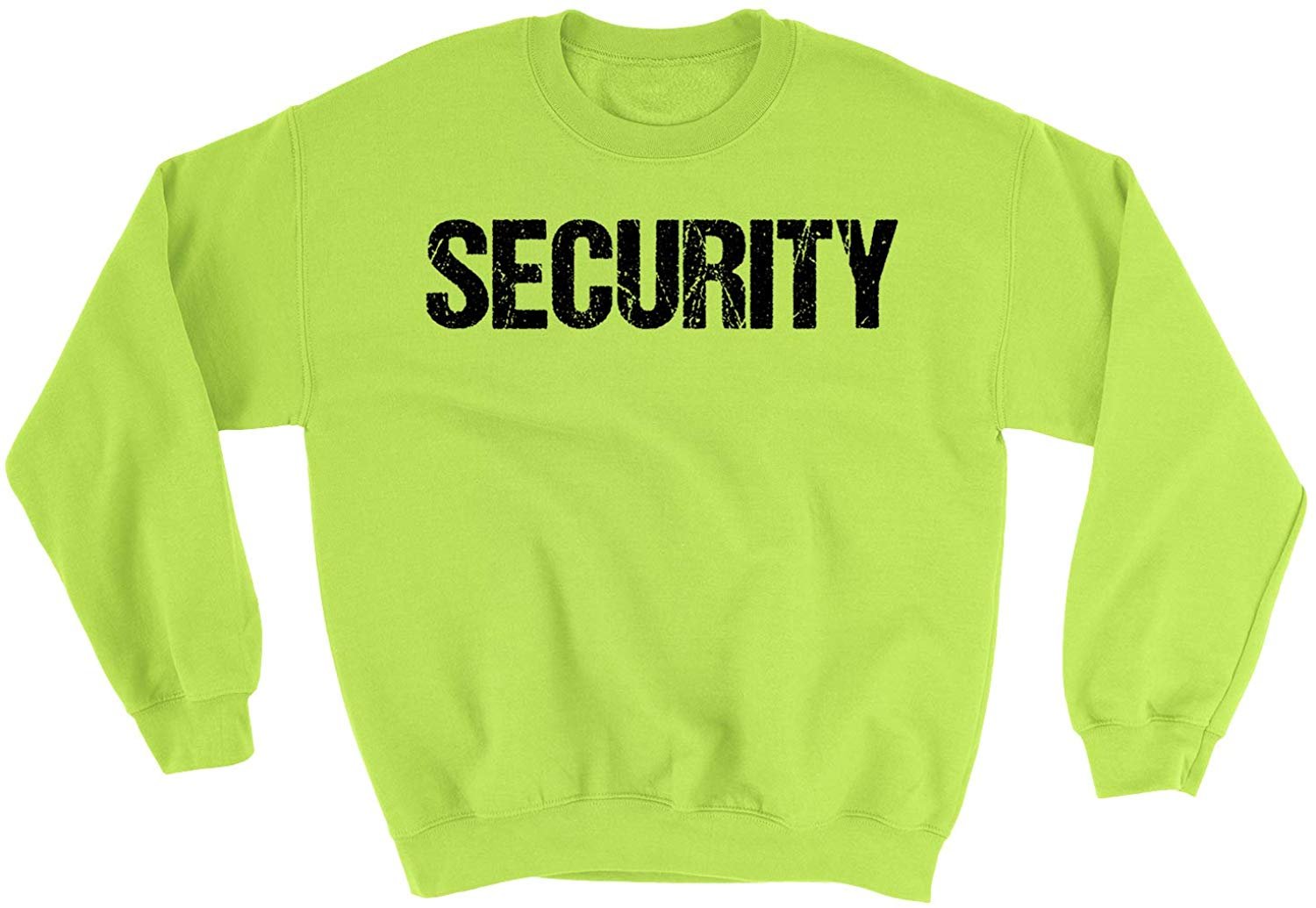 Men's Security Crewneck Sweatshirt (Distressed Design, Safety Green / Black)