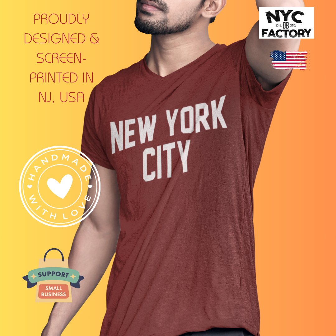 New York City Unisex T-Shirt Lennon T-Shirt mit Siebdruck Heather Red