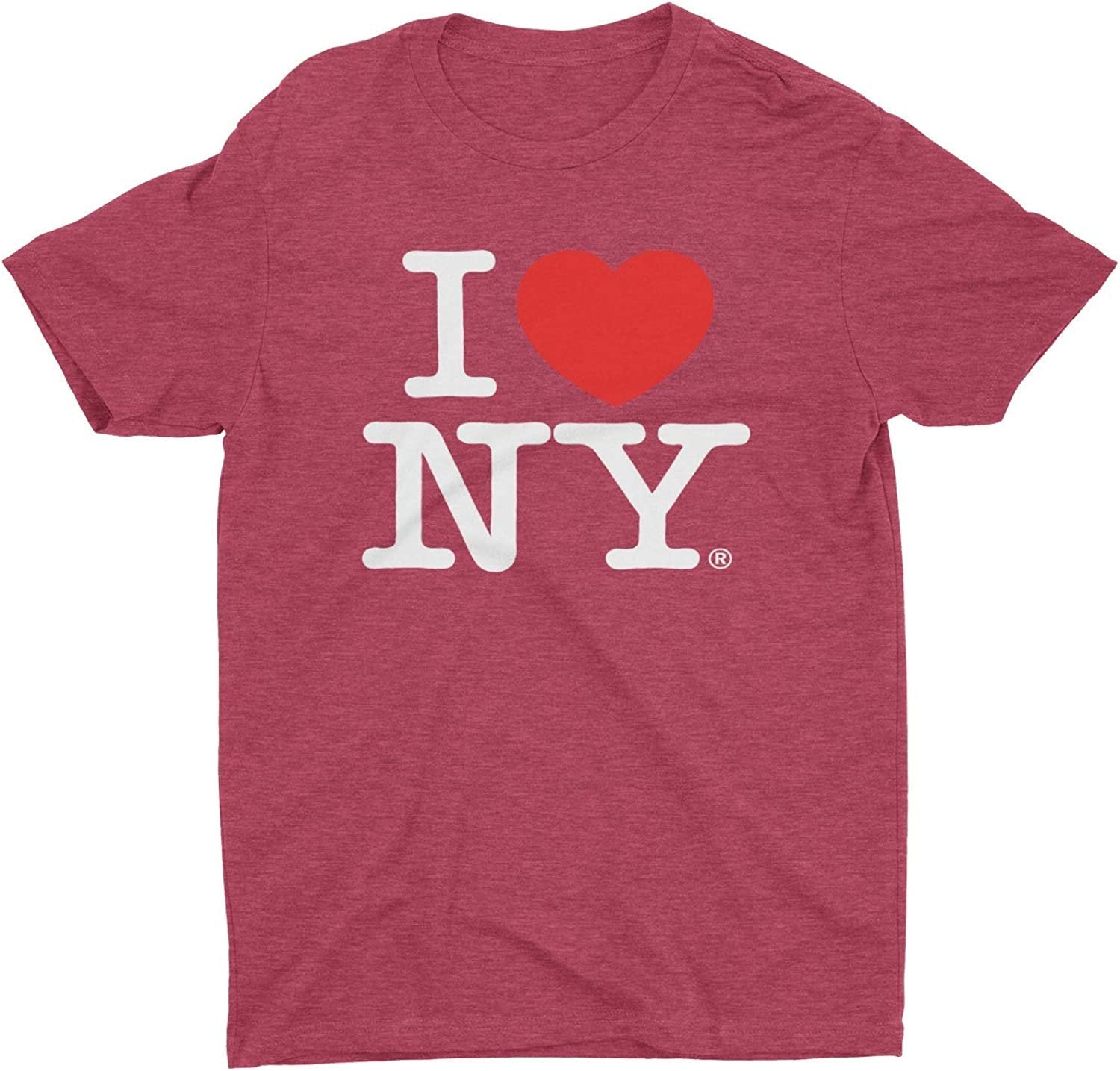 T-shirt rétro vintage I Love NY bordeaux chiné