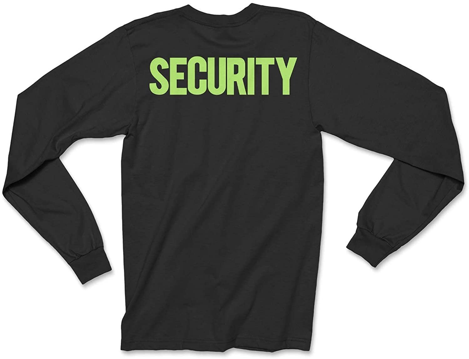 Men's Long Sleeve Security T-Shirt (Black / Neon , Solid Design)