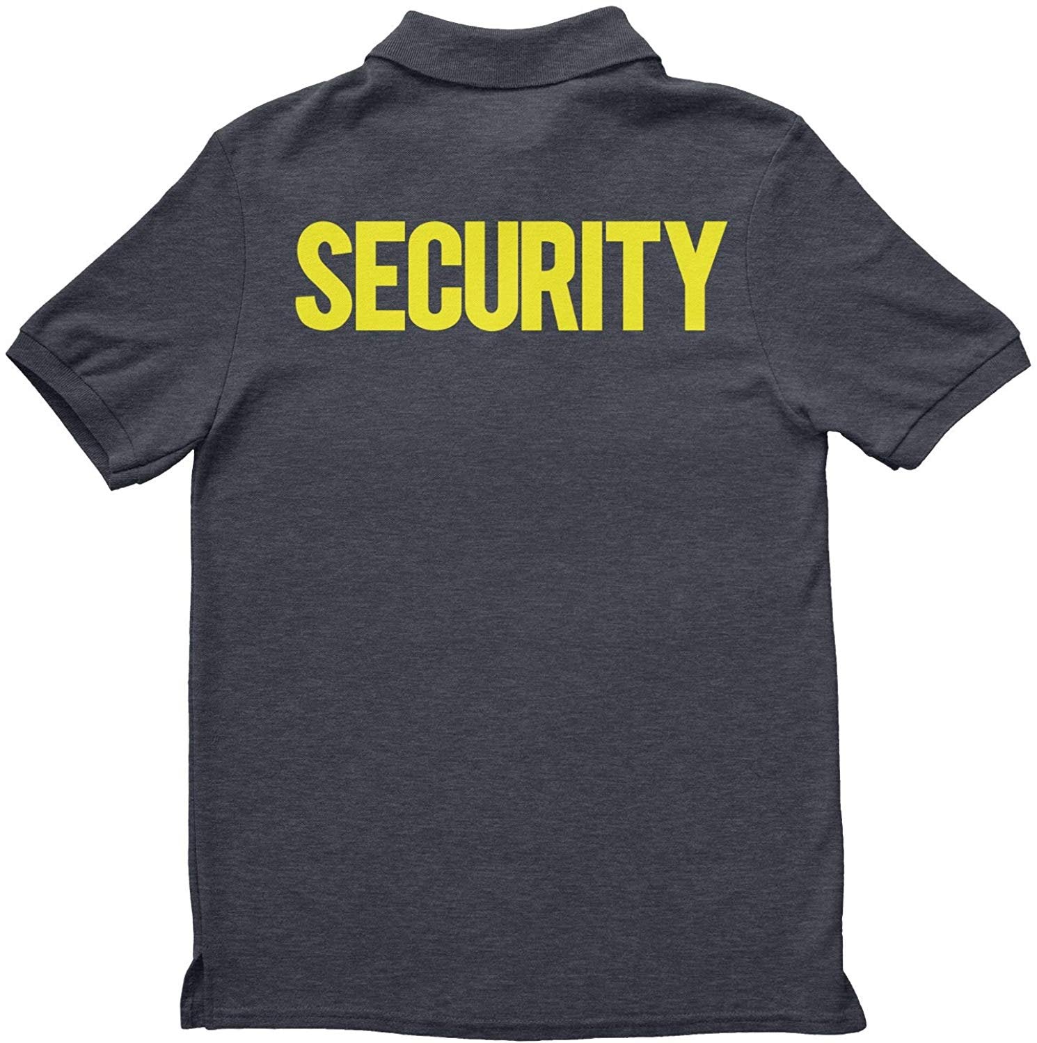 Mens Security Polo Shirt Front Back Print (Solid, Charcoal & Neon)