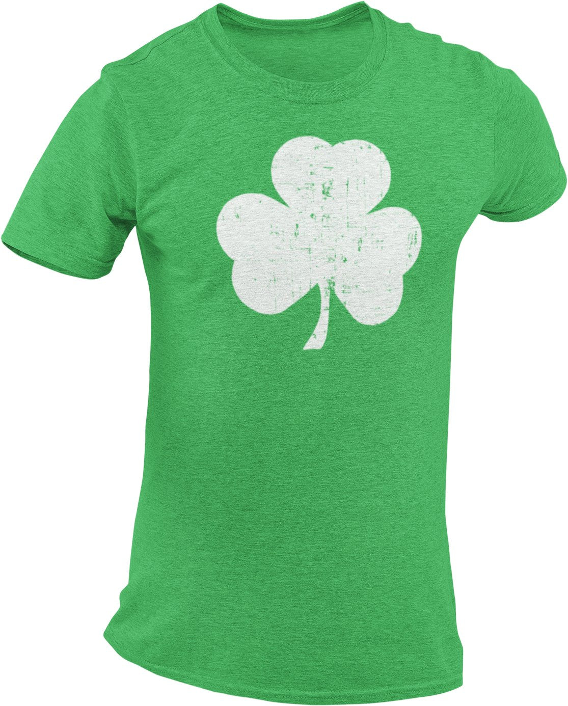 Men's Shamrock T-Shirt St Patricks Day Irish Tee (Heather Green, Distressed)