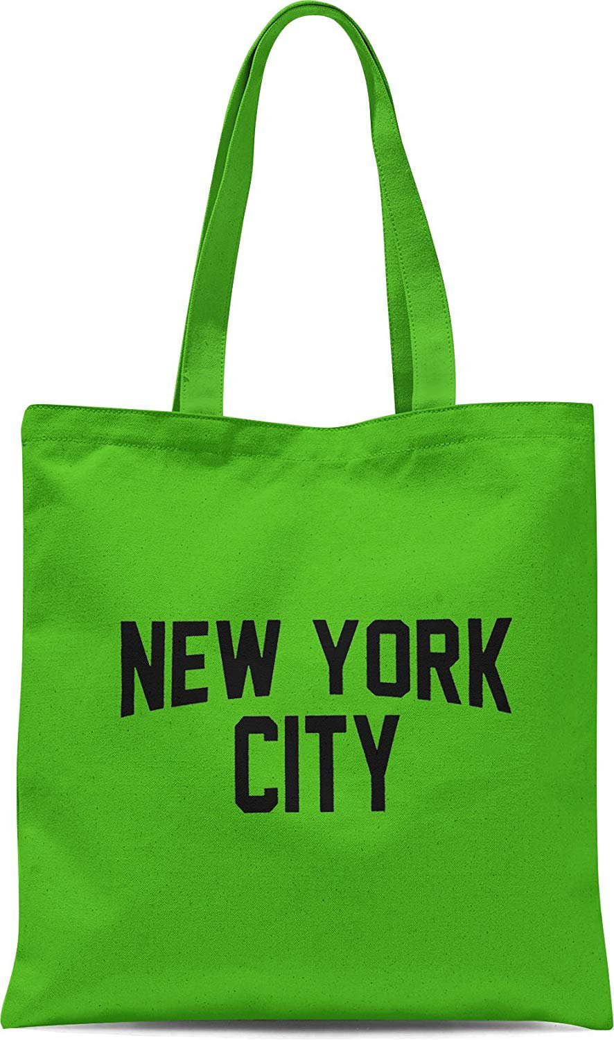 NYC Tote Bag New York City 100% Cotton Canvas Screenprinted (Kelly Green)