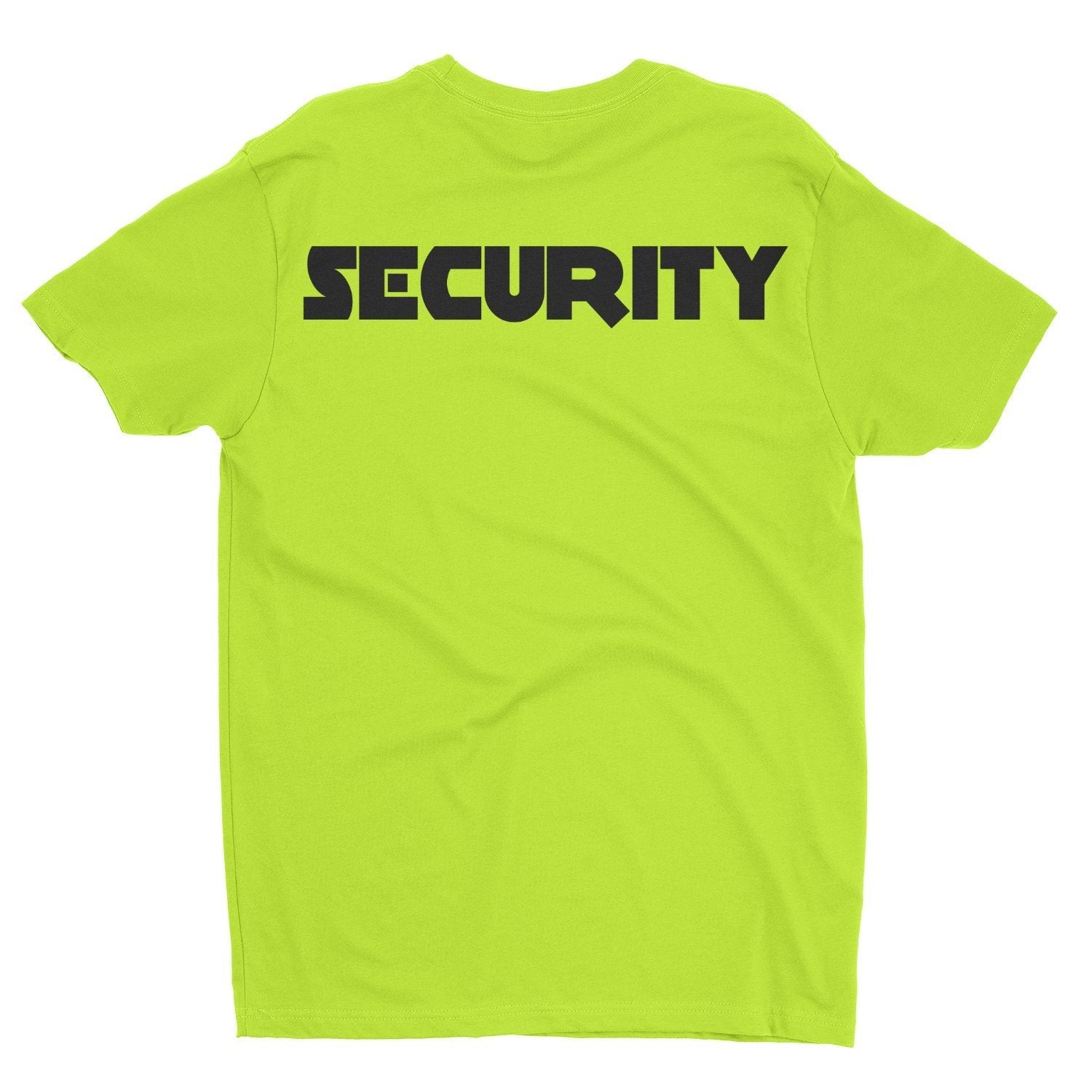 Men's Security T-Shirt Front & Back Screen Printed (Safety Green-Black)