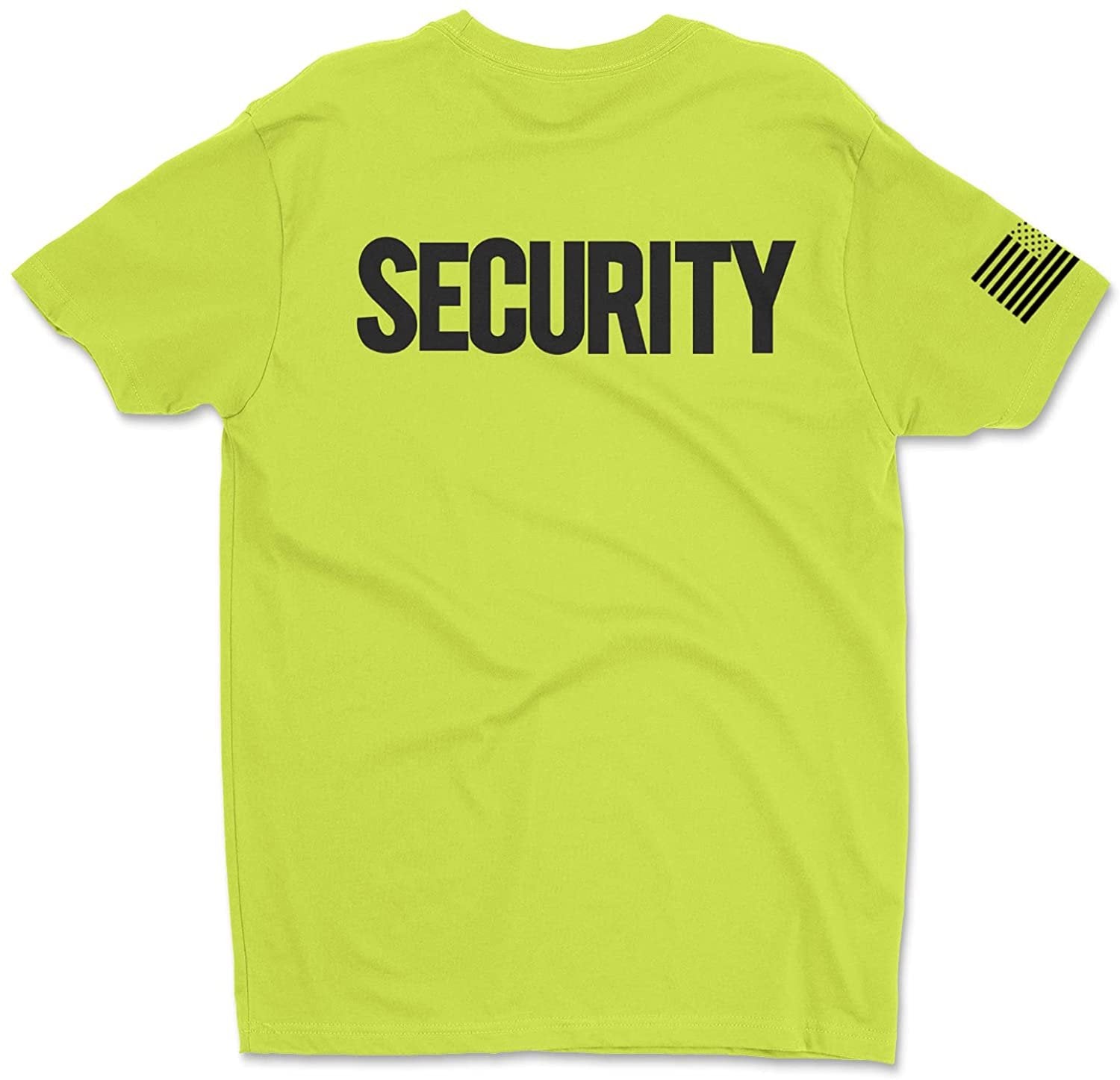 Security T-Shirt Front Back Print Men's Tee (Chest, Sleeve, Back Print, Neon Safety Green)