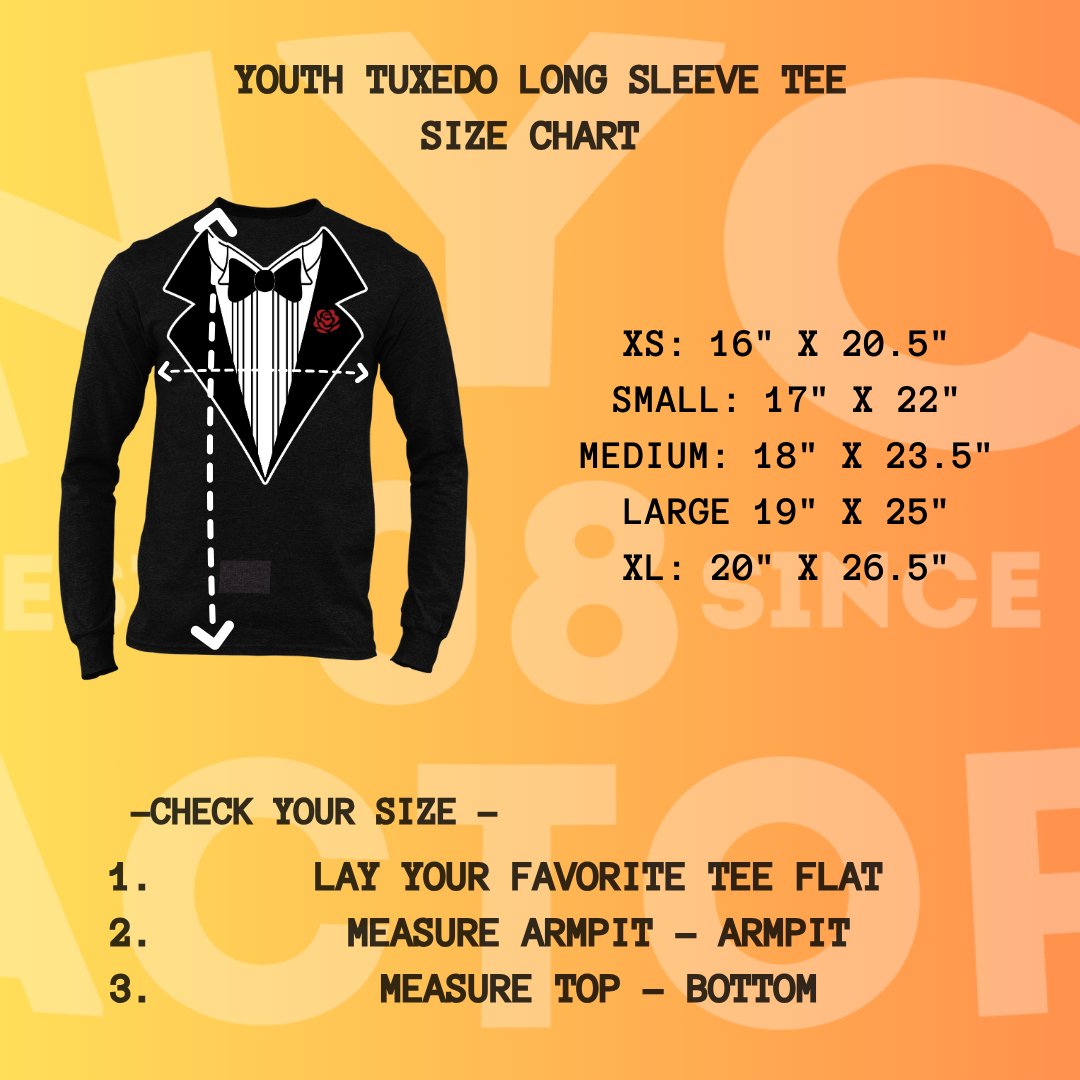 Kids Tuxedo Tee Long Sleeve Funny T-Shirt Youth Black Bowtie & Rose
