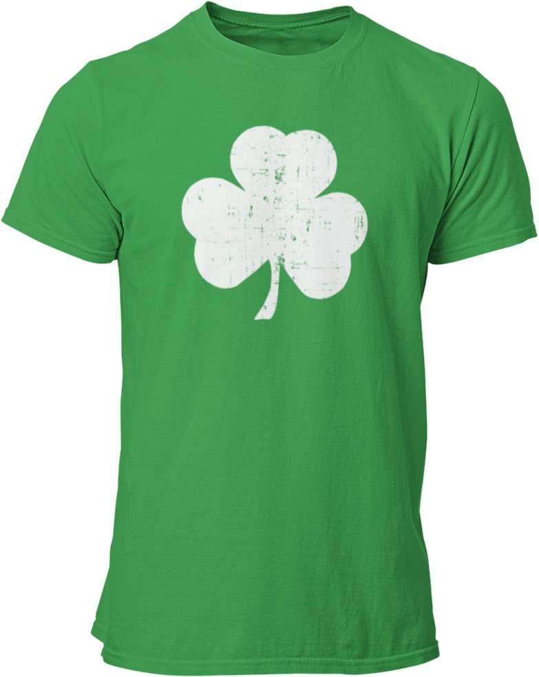 Men's Shamrock T-Shirt St Patricks Day (Irish Green, Distressed)