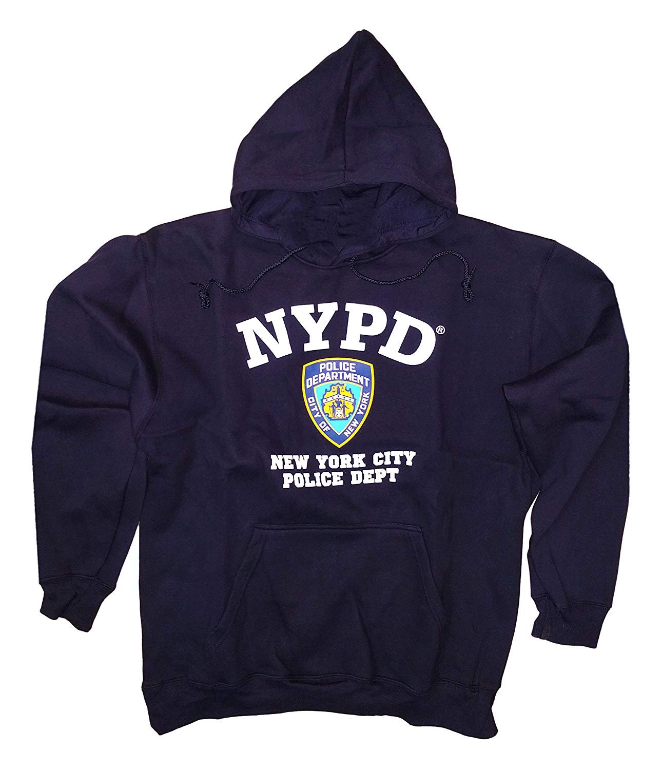NYPD Men's Sweatshirt Front Letters & Badge Hoodie Navy Blue