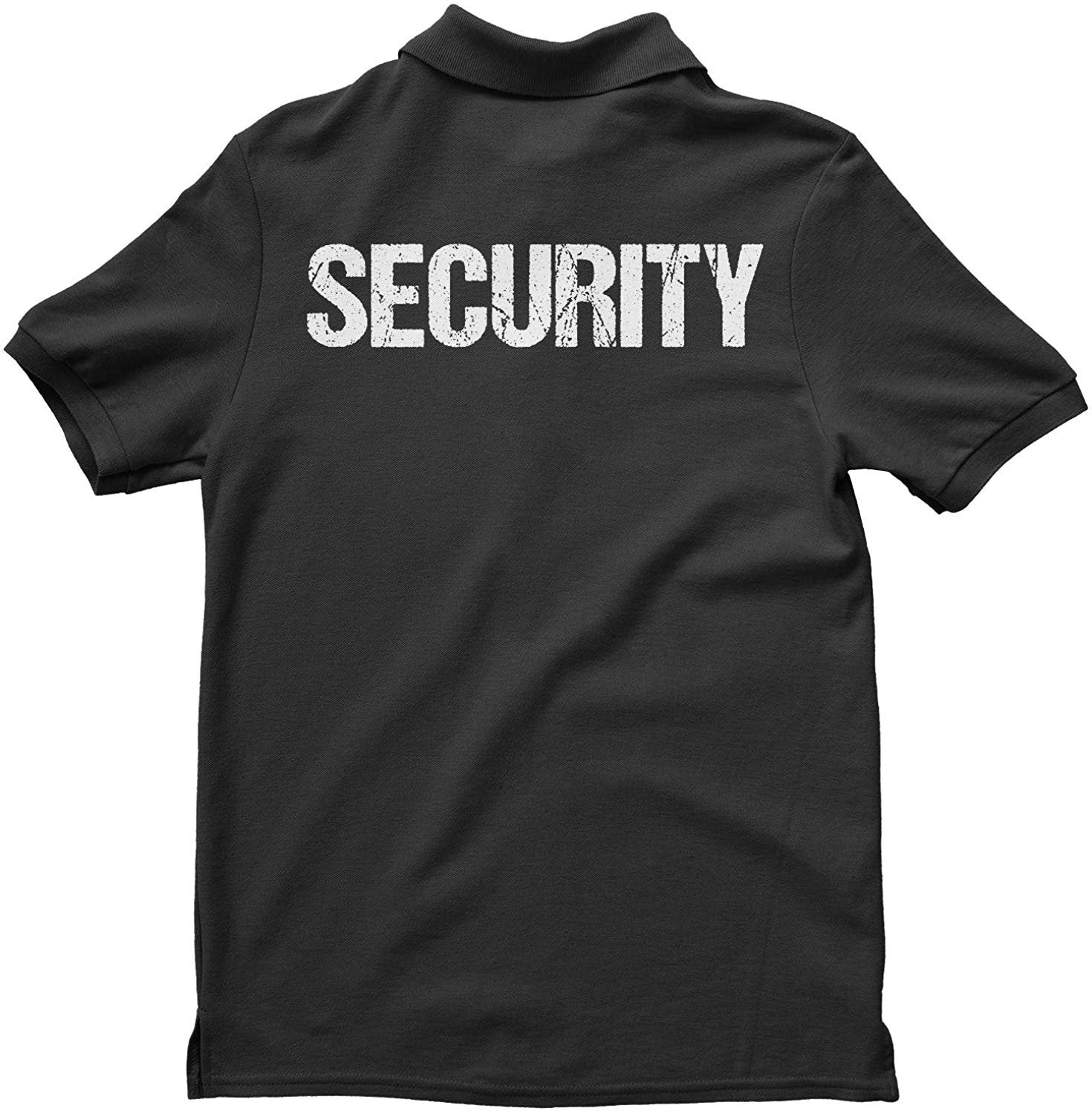 Security Polo Shirt Front & Back Print (Distressed, Black & White)