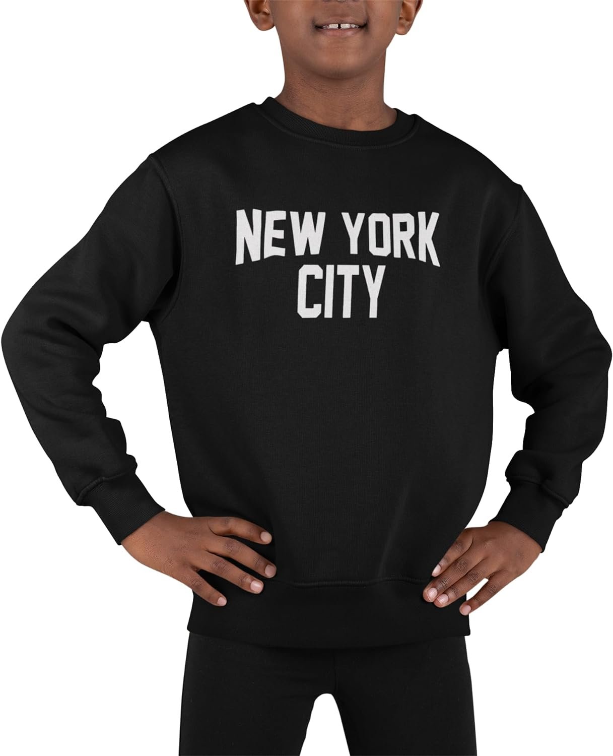 NYC FACTORY New York City Youth Sweatshirt For Kids (Youth, Black)