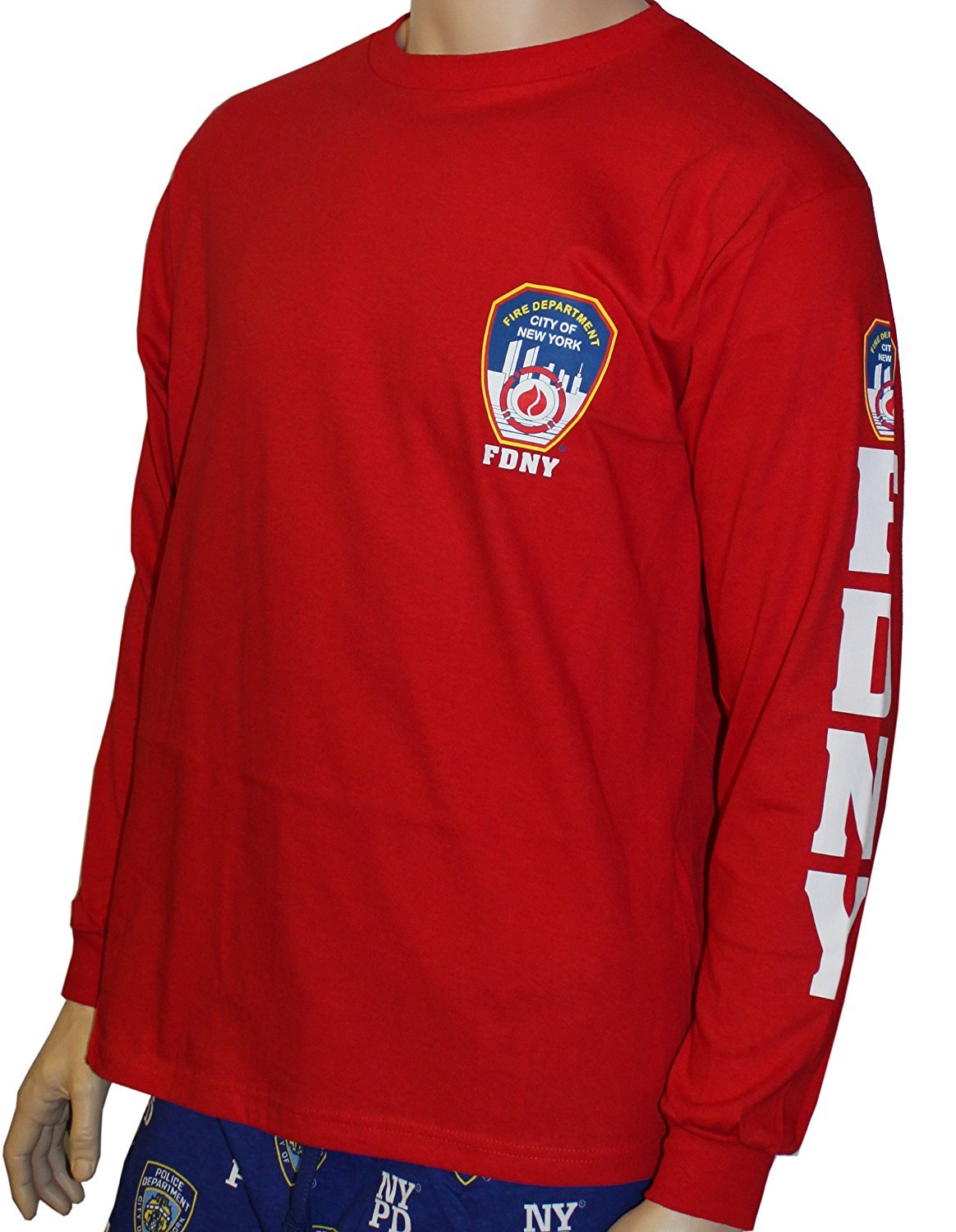 FDNY Long Sleeve Officially Licensed Keep Back 200 Feet T-Shirt Red