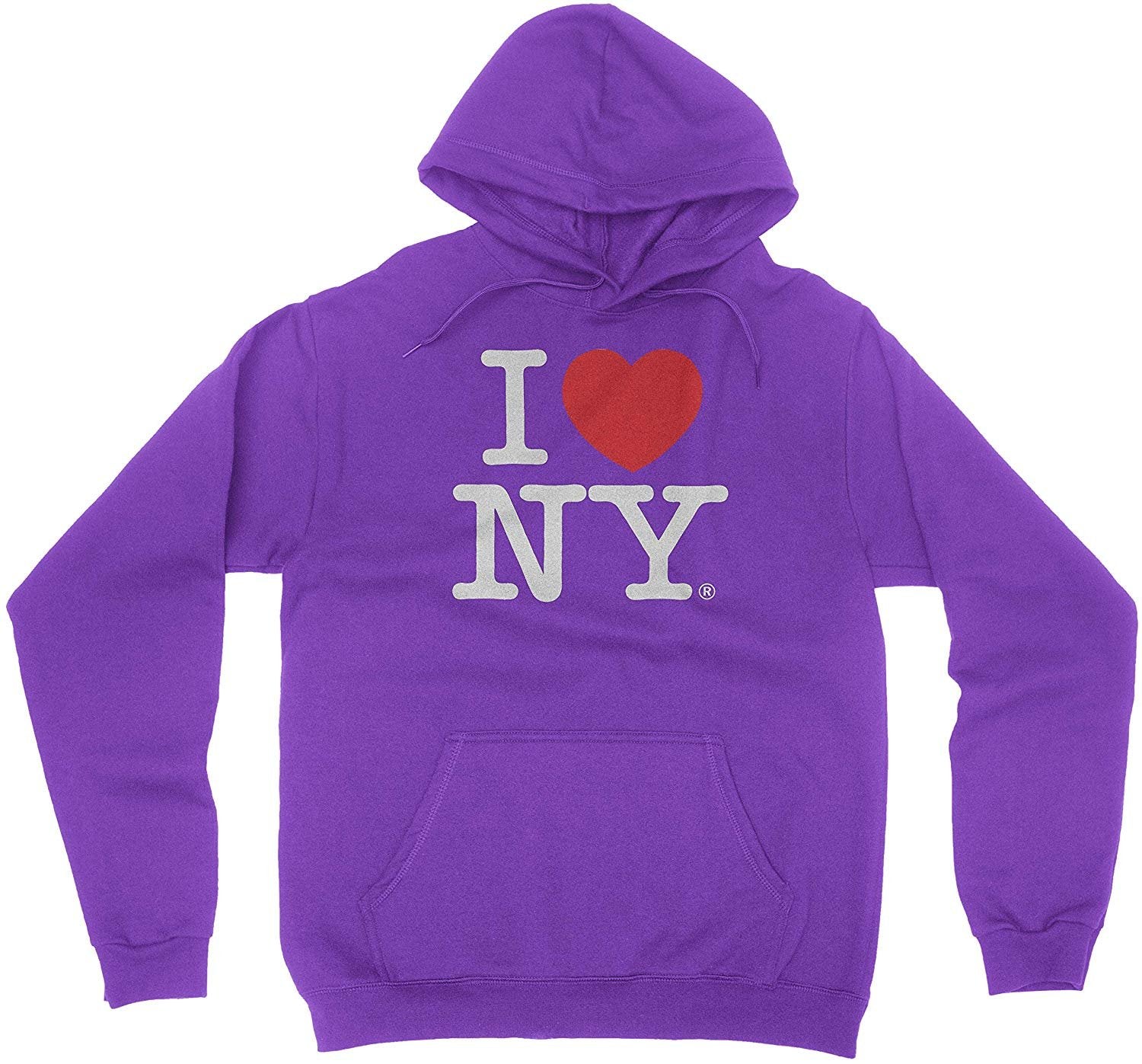 Purple I Love NY New York Hoodie Screen Print Heart Sweatshirt