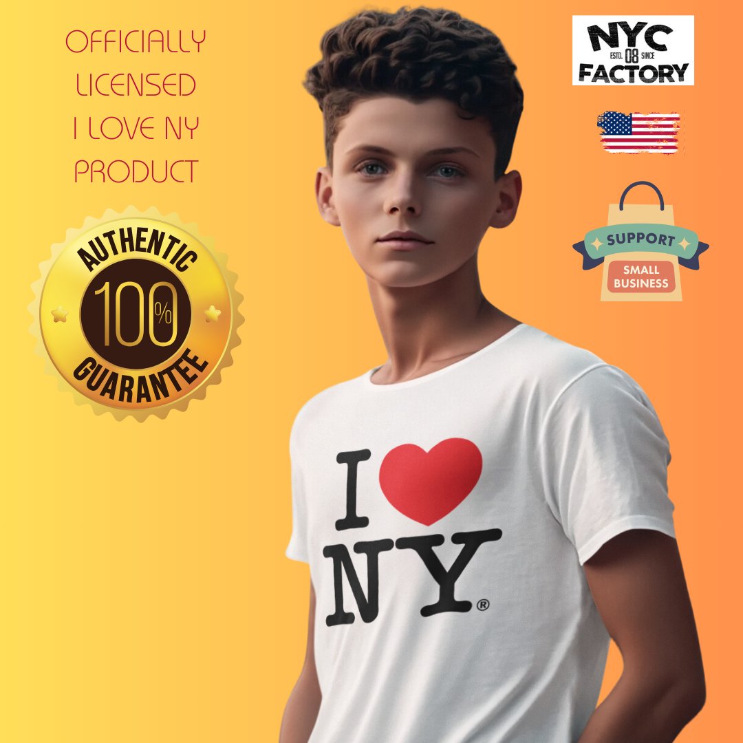 I Love NY Kids T-Shirt Officially Licensed Unisex Tees (Youth, Orange)