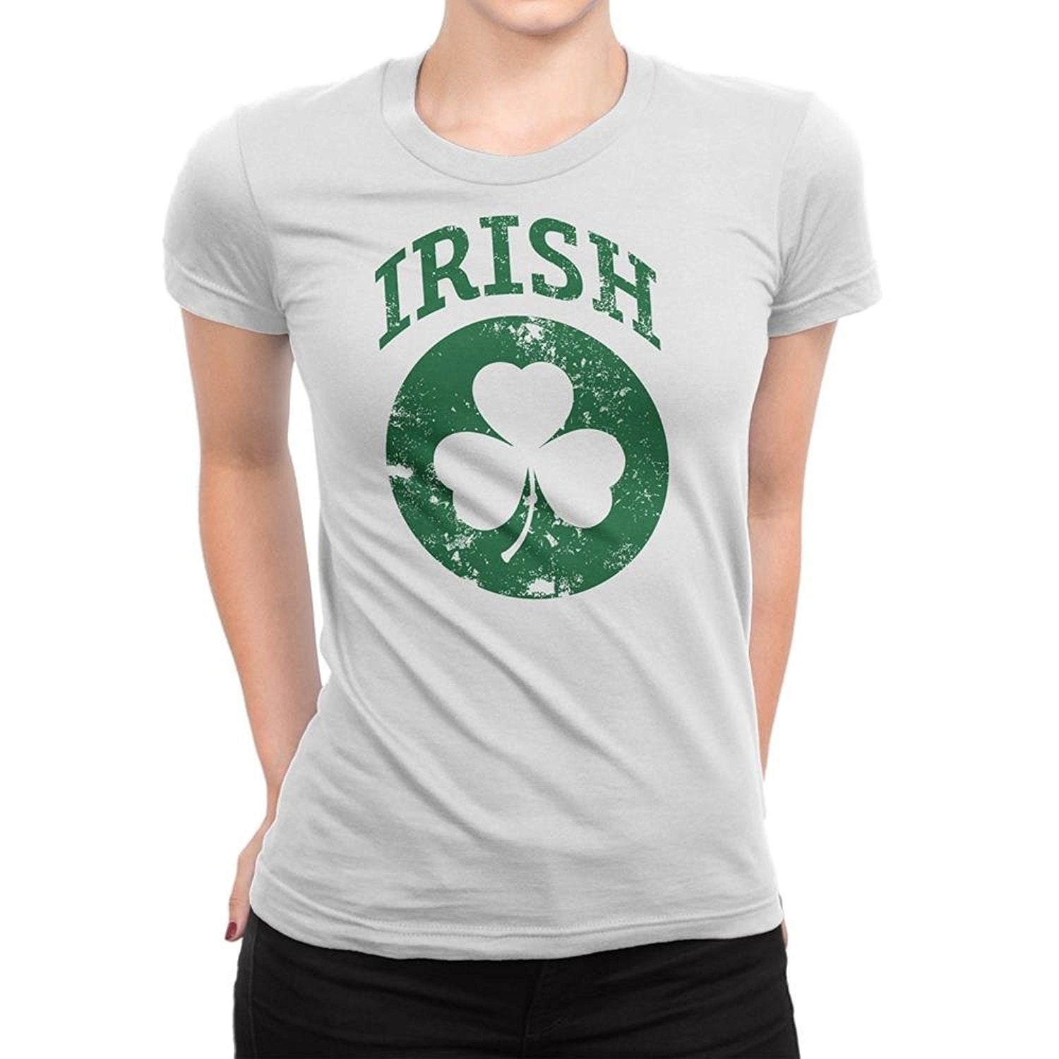 Irish Shamrock Clover Tee Ladies T-Shirt Womens Ireland Retro