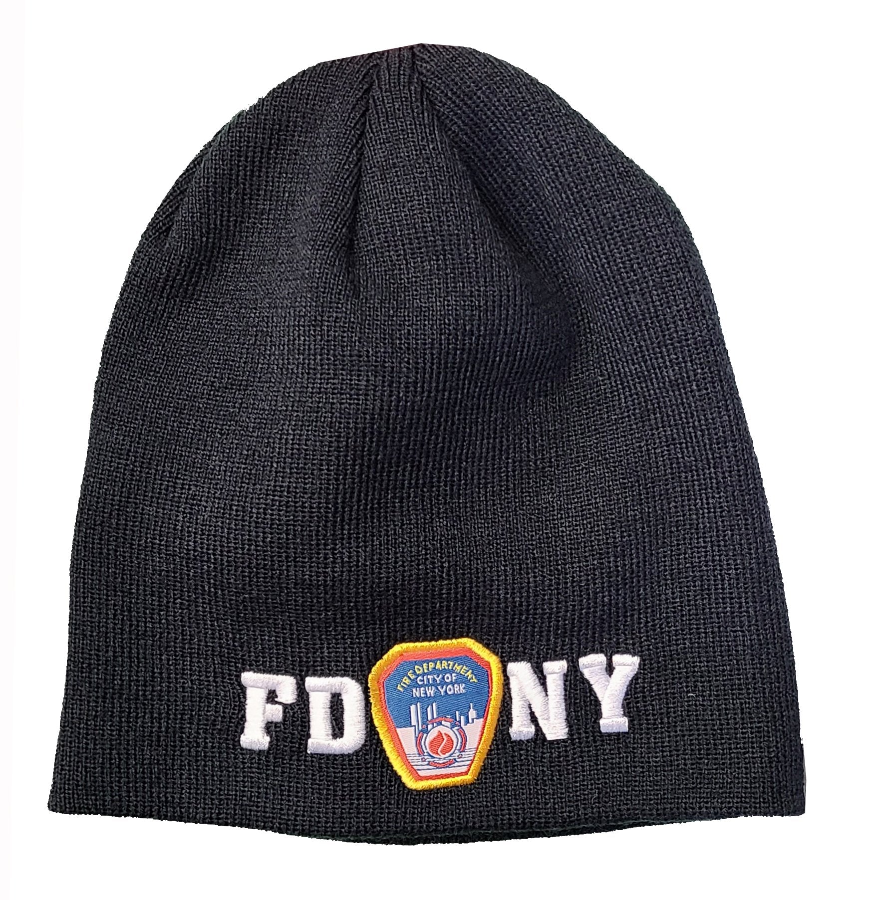 FDNY Beanie Winter Hat (No Fold Style, Navy Blue)