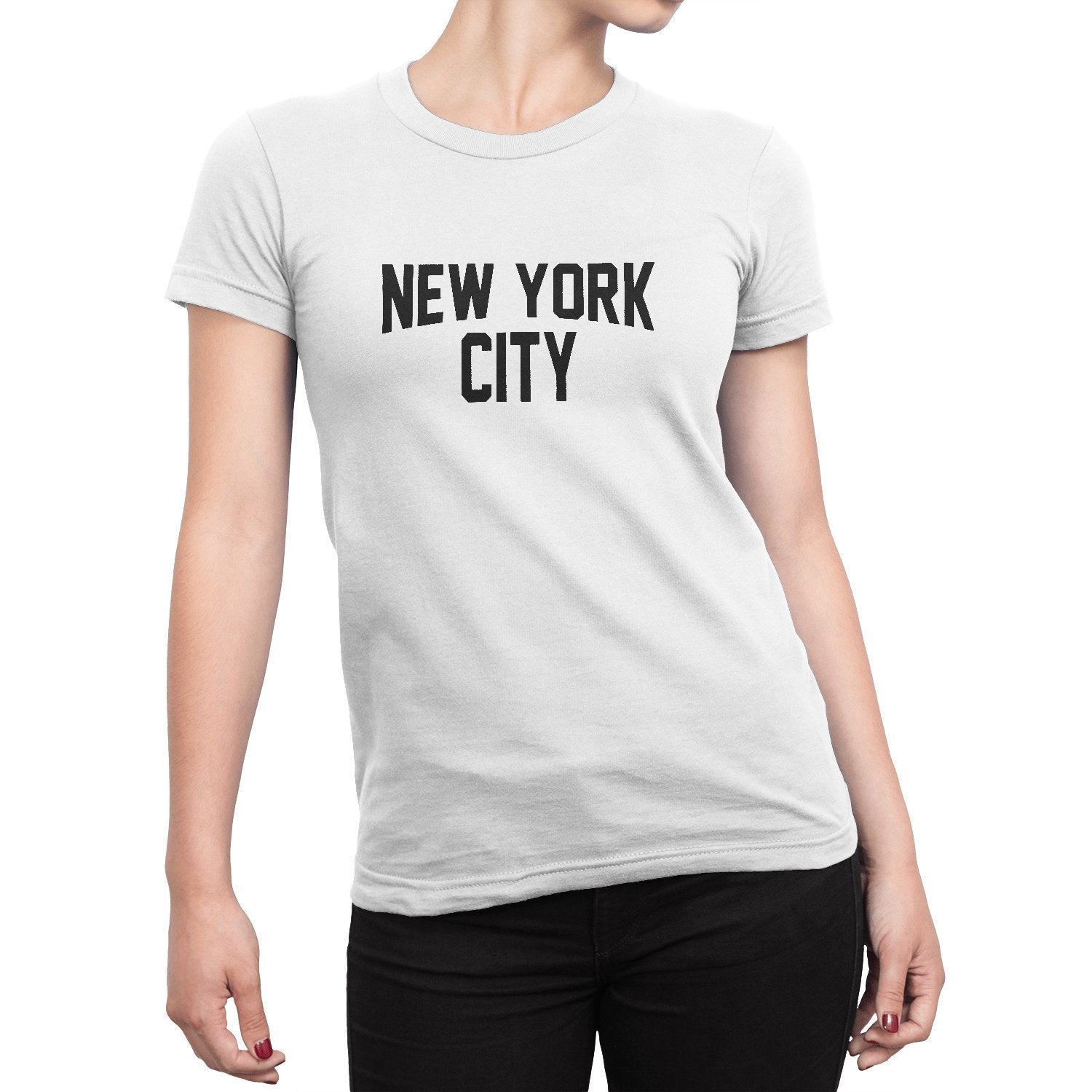 Ladies Lennon T-Shirt Womens Cap Sleeve New York City Slim Fit Tee White