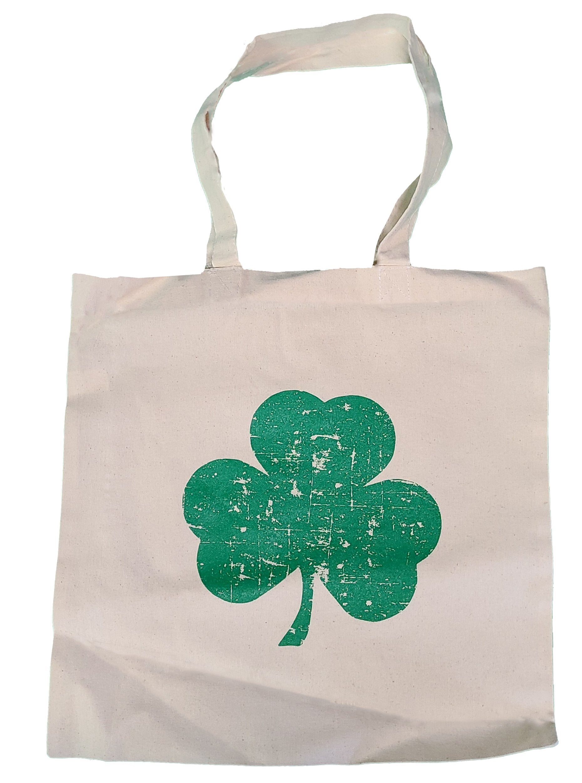 Shamrock Natural & Green Tote Bag (Distressed Design)