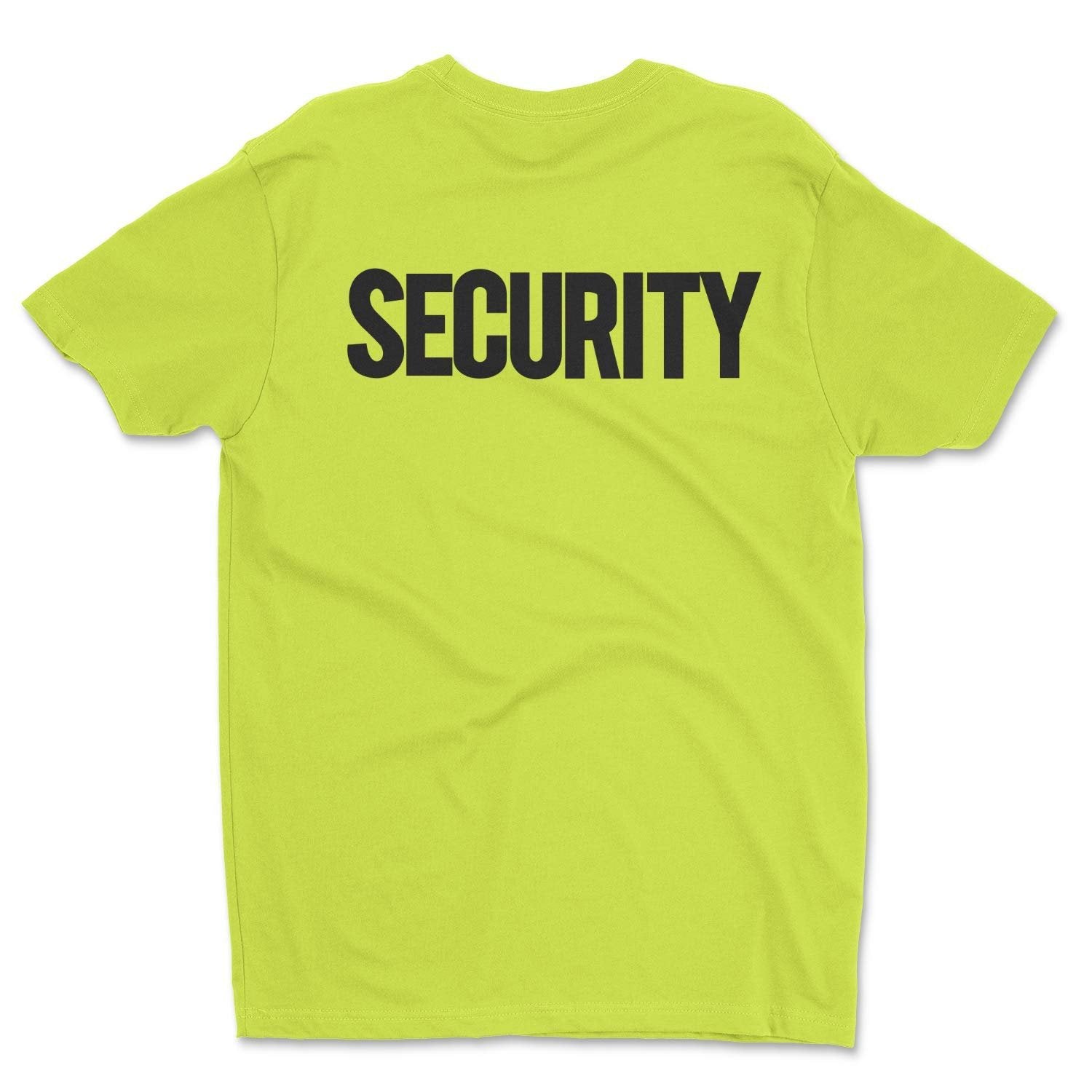 Men's Security T-Shirt (Chest & Back Print, Safety Green/Black)