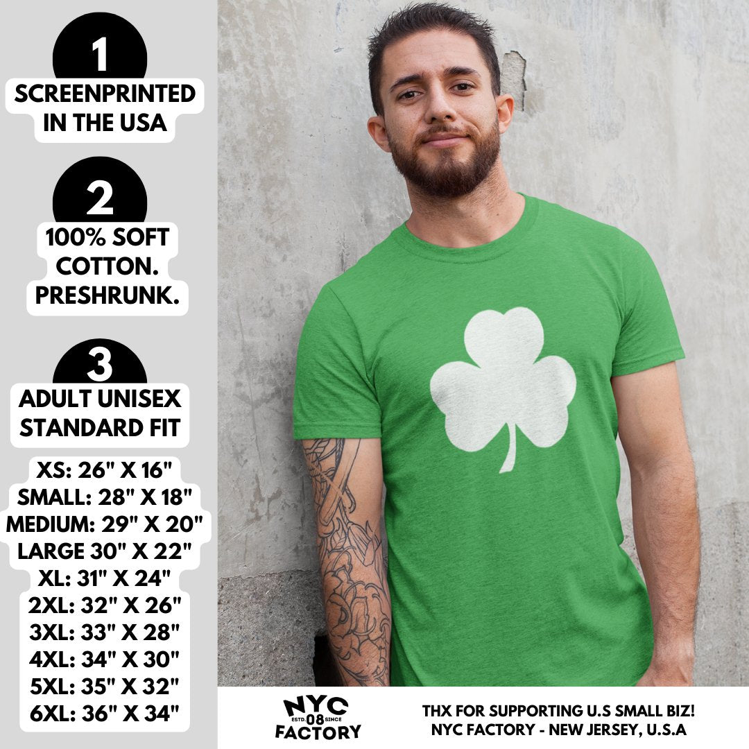T-shirt Shamrock pour hommes (grand design solide, blanc et vert)
