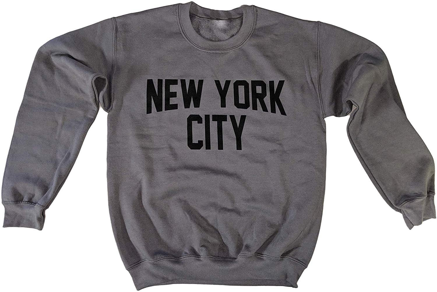 Men's New York City Sweatshirt Screen-Printed (Charcoal / Black, Adult Unisex)