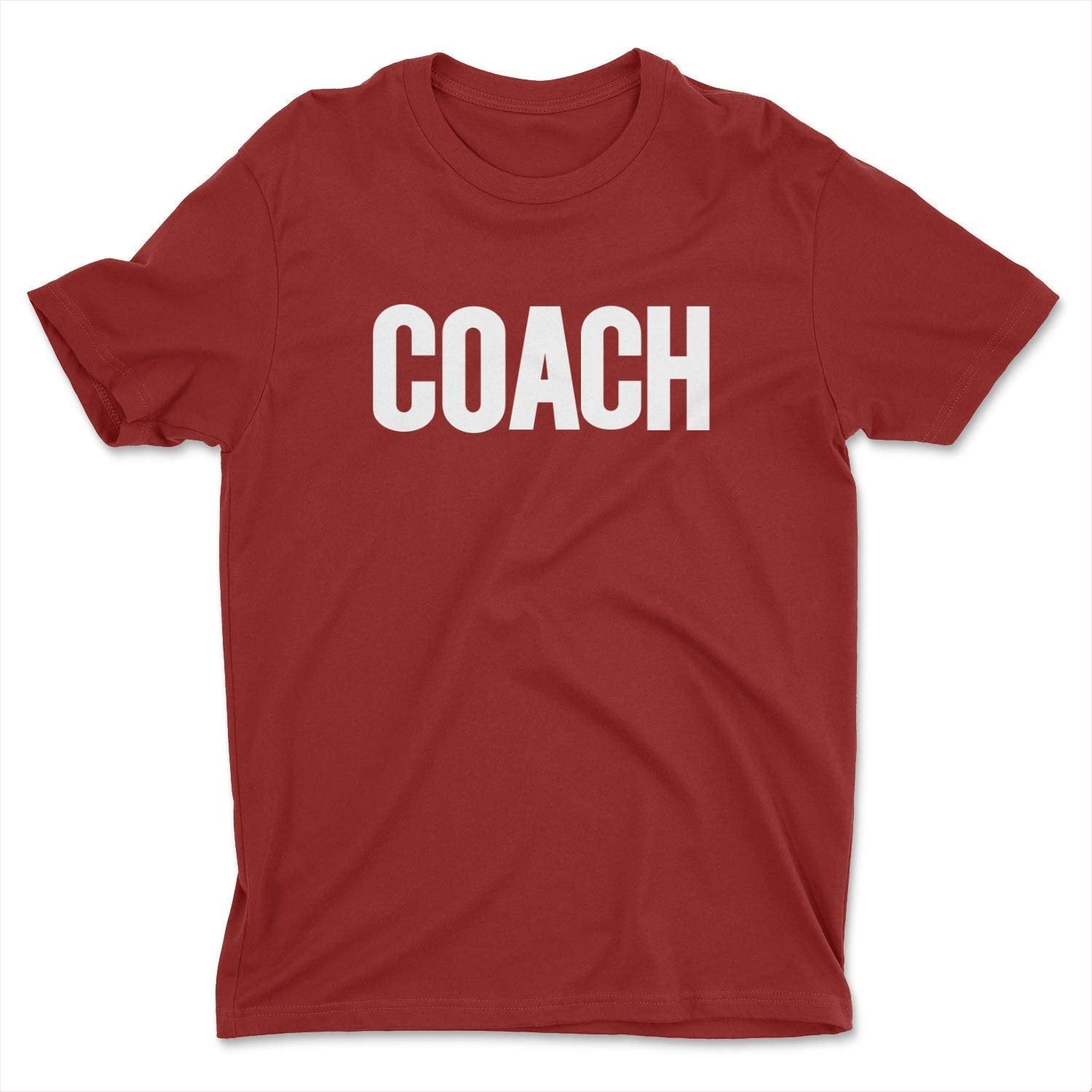 T-shirt Coach pour hommes (conception solide, bordeaux et blanc)