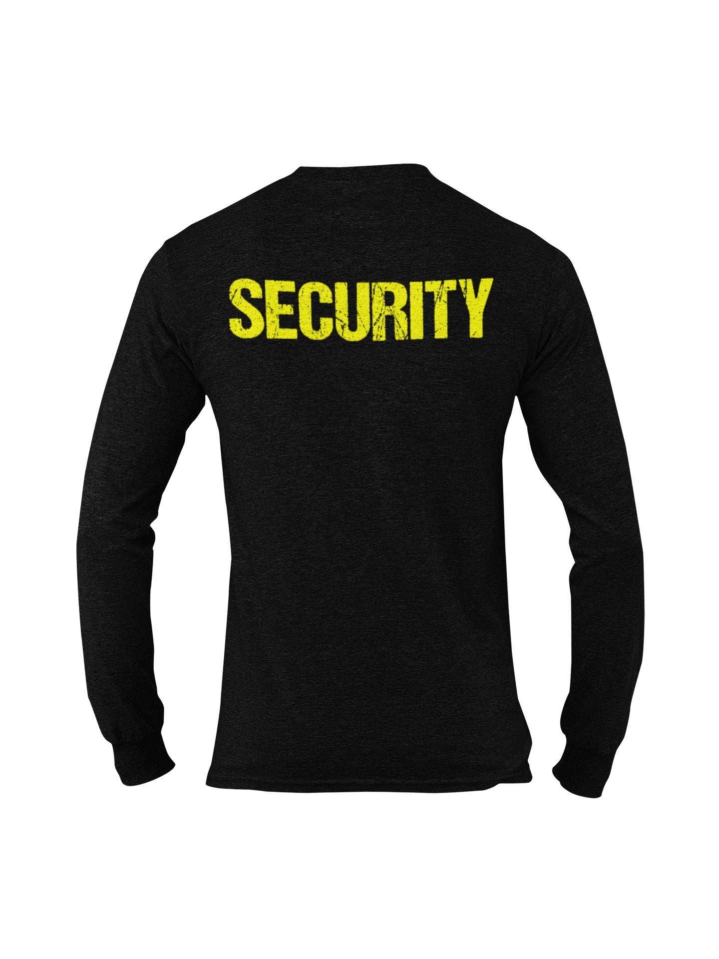 T-shirt à manches longues Security pour hommes (motif vieilli, noir et néon)
