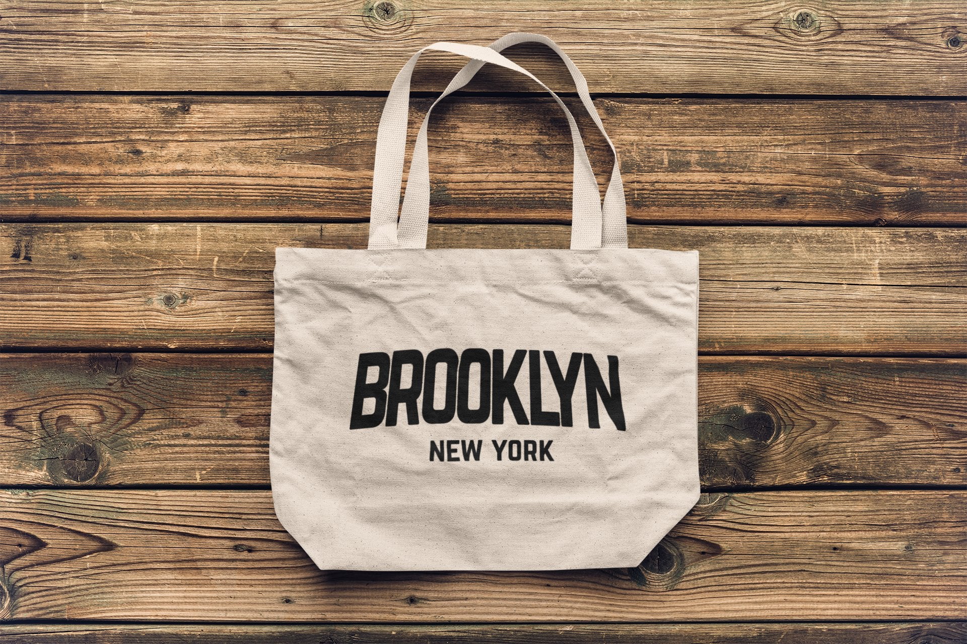 Brooklyn - Jumbo Size Vintage Style Retro City Cotton Canvas Tote Bags
