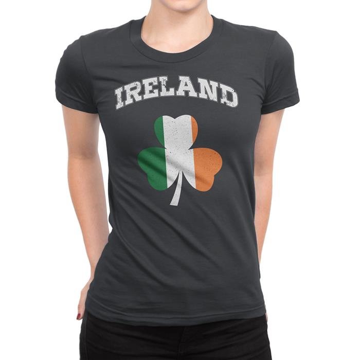 Irish Shamrock Clover Tee Ladies T-Shirt Womens Vintage Retro I iri