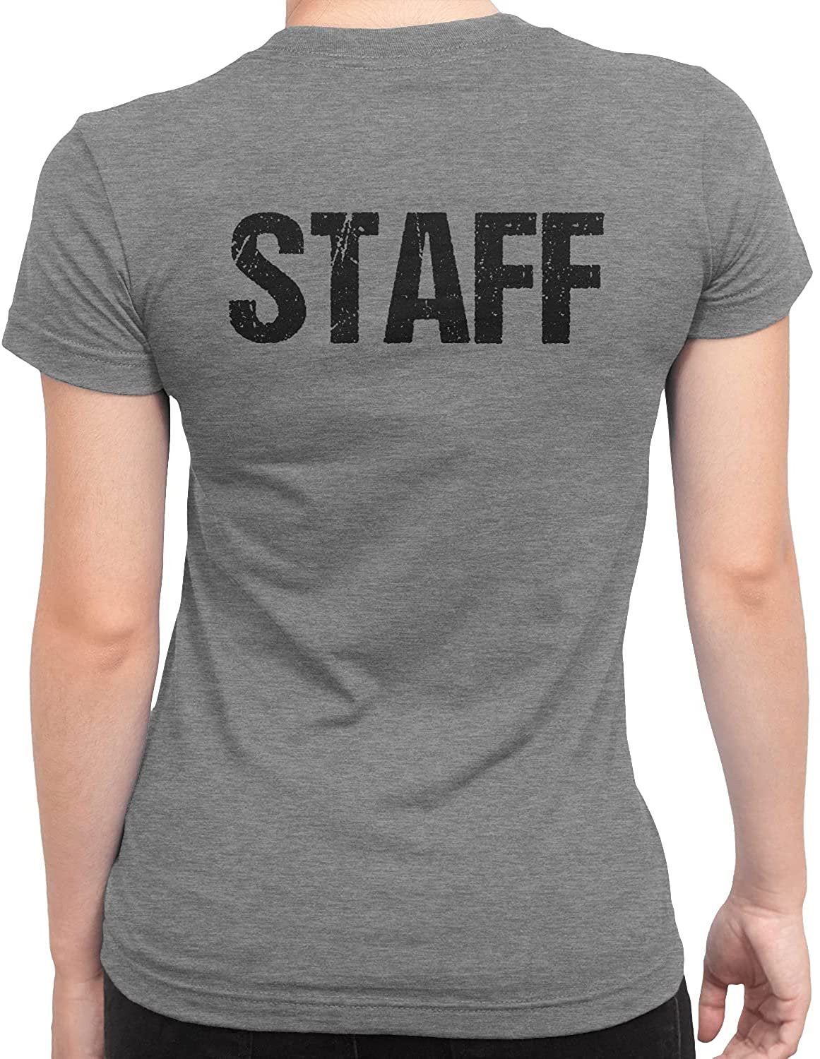 Staff Damen Kurzarm T-Shirt (Distressed Design, Heather Grey &amp; Black)