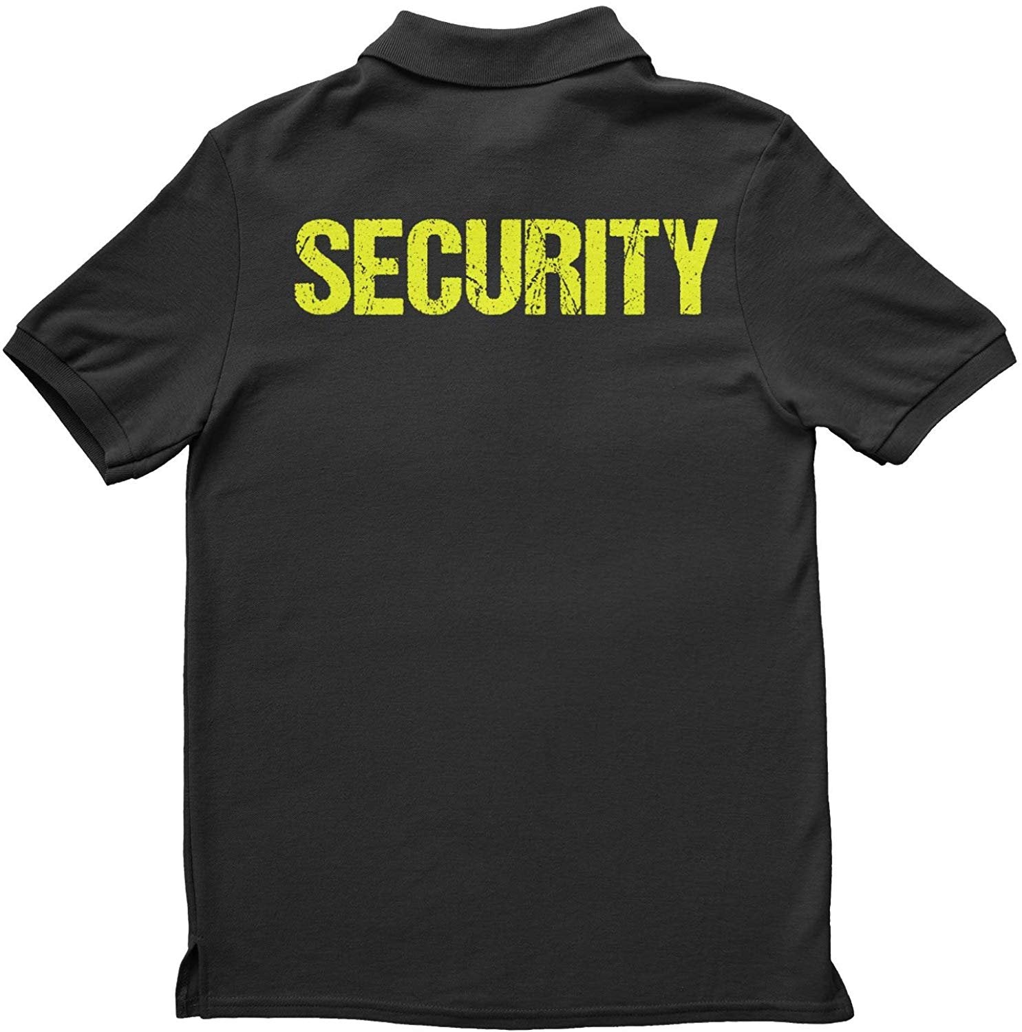 Security Polo Shirt Front & Back Print (Distressed, Black & Neon)