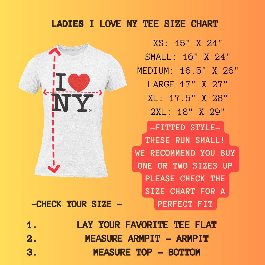 I Love NY Ladies T-Shirt Crewneck Tee Officially Licensed