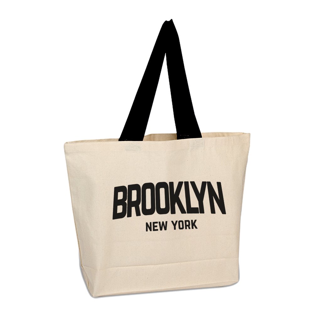 Brooklyn - Beach Bag - Vintage Style Retro City Cotton Canvas NYC Tote Bags