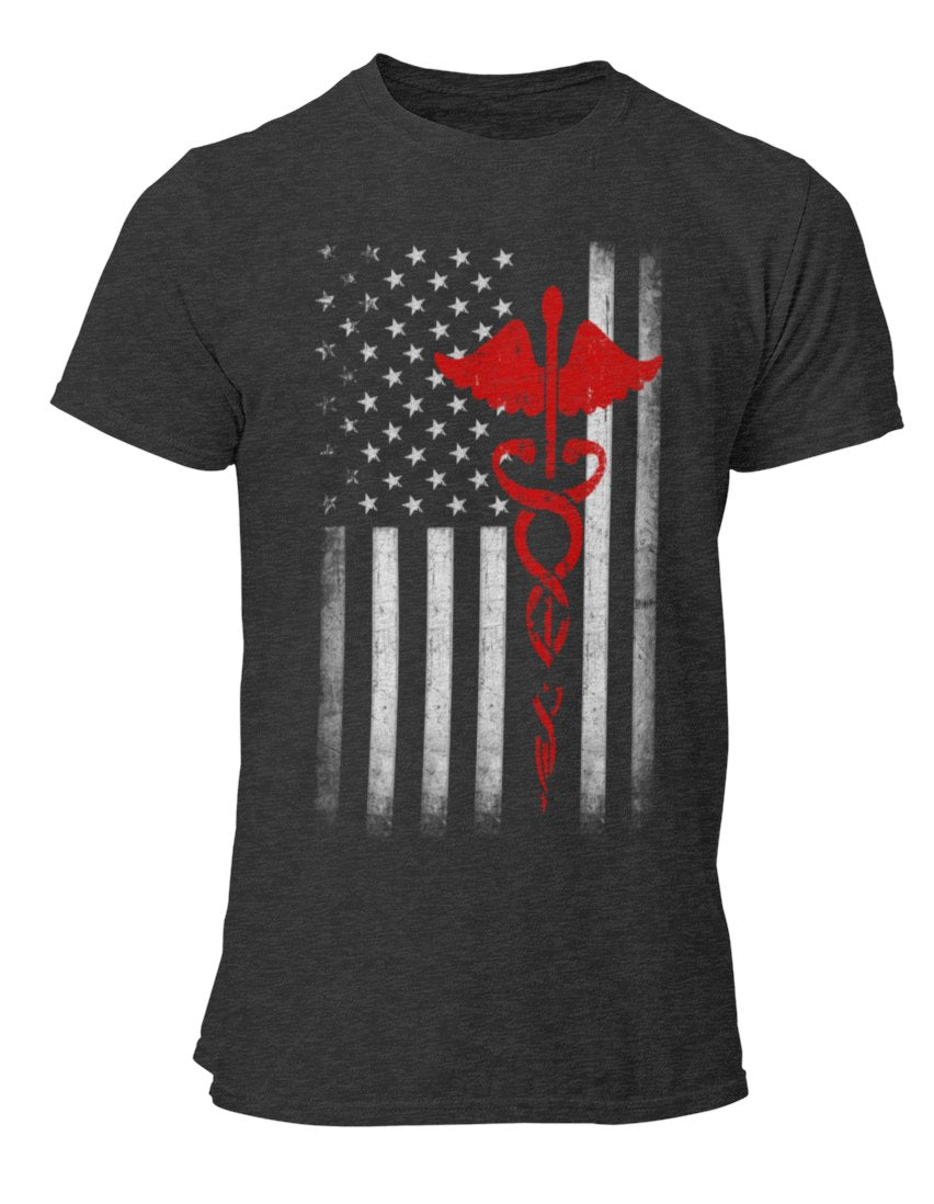 Men's USA Flag Tee EMT Nurses Patriot Vintage T-Shirt