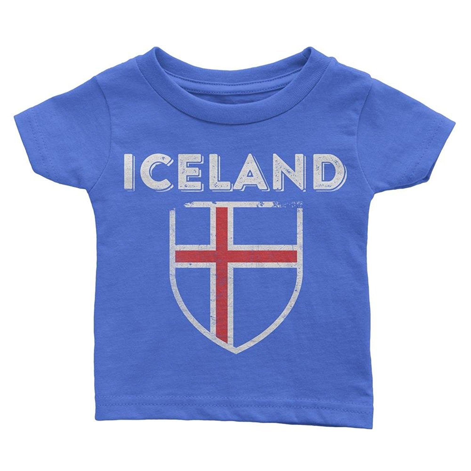 Iceland Flag Tee Blue Island Kids Retro T-Shirt Boys Shirt II