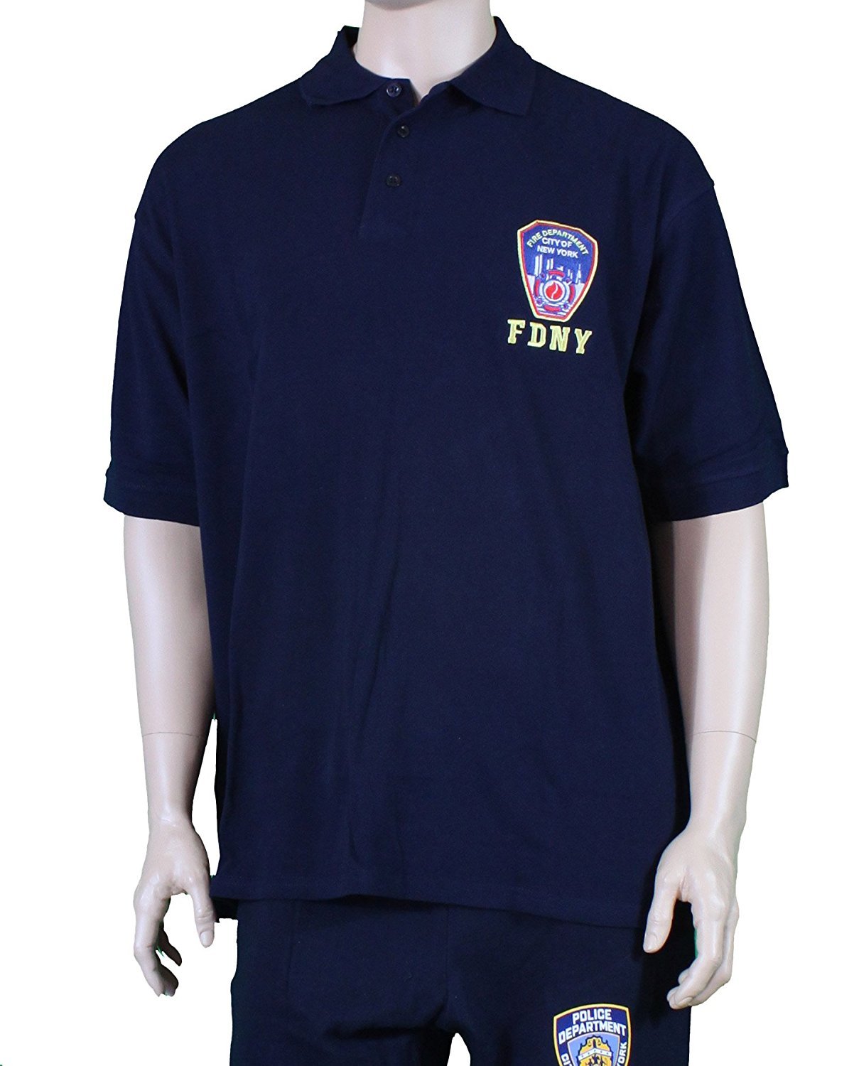 FDNY Official Embroidered Logo Polo Shirt Navy