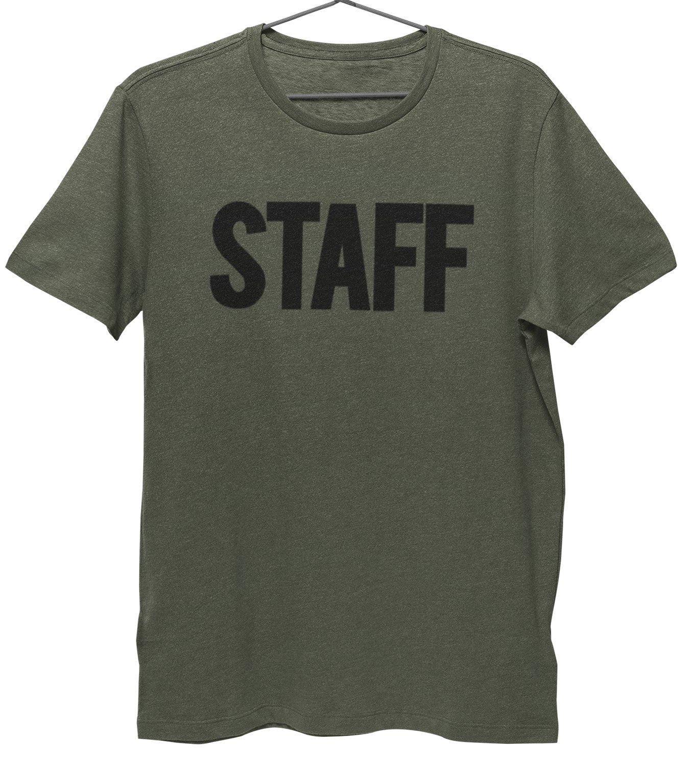 Herren Staff T-Shirt Vorderseite Rückseite Siebdruck T-Shirt (BB, Heather Military Green)