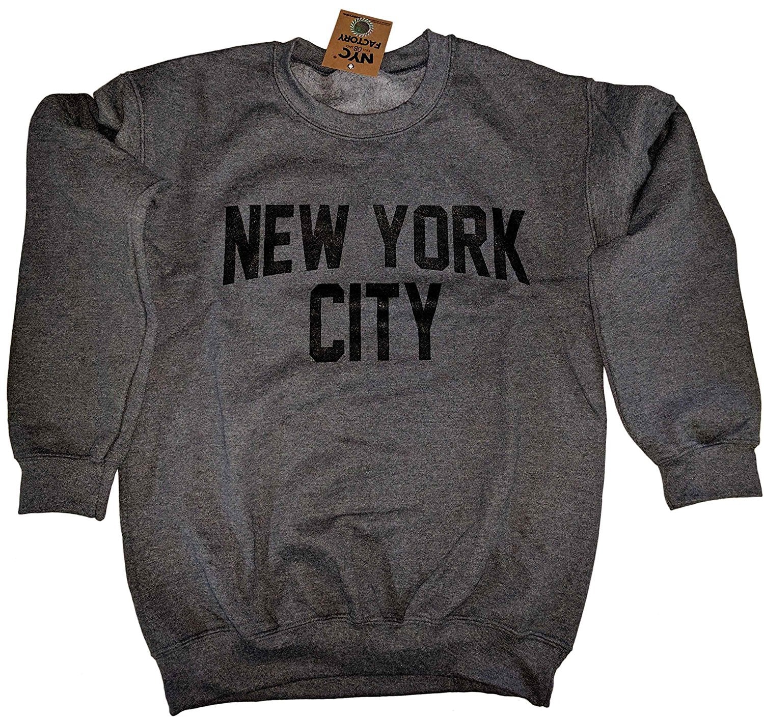 New York City Gray Sweatshirt Lennon Screen-Printed Crewneck Heather