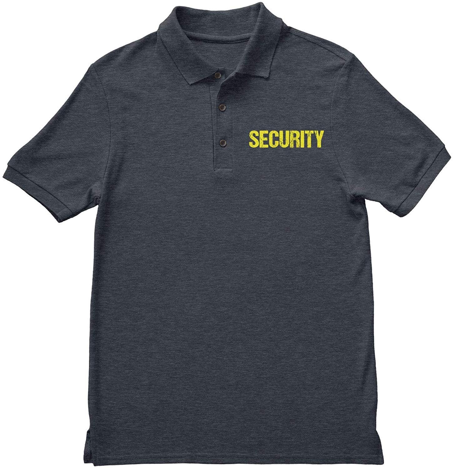 Security Polo Shirt Front & Back Print (Distressed, Charcoal & Neon)