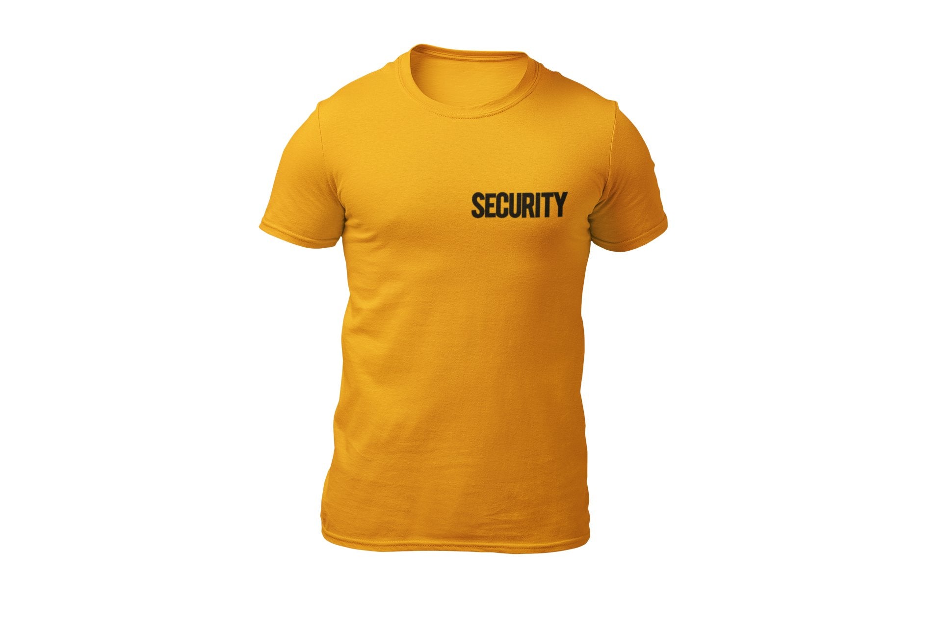 Men's Security T-Shirt (Chest & Back Print, Gold / Black)