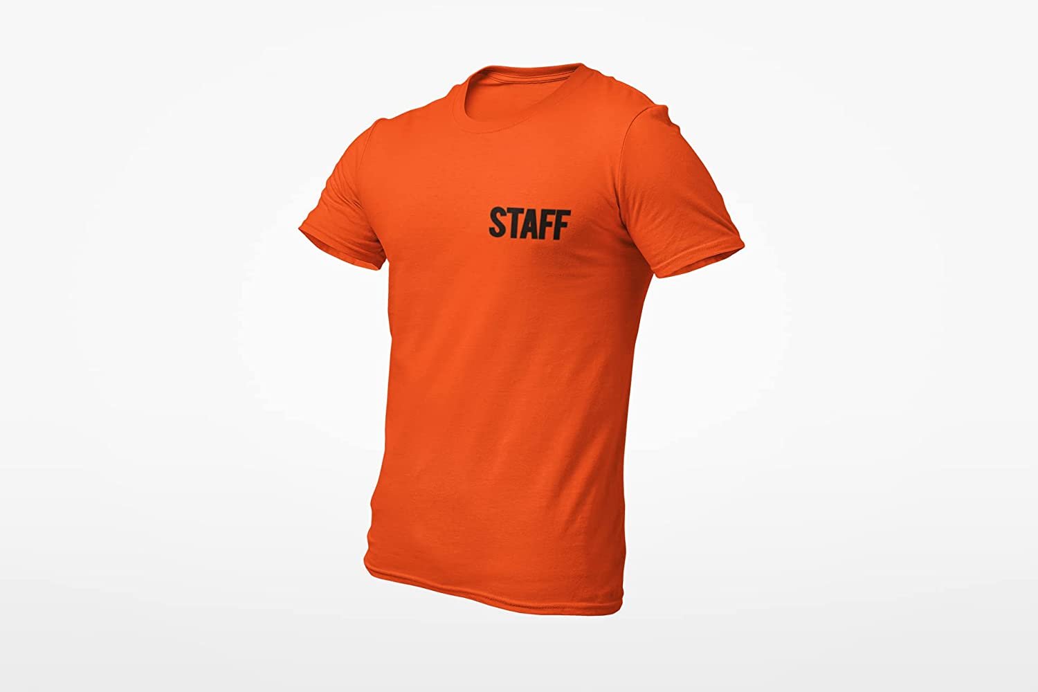Men's Staff T-Shirt Screen Print Tee (Chest & Back Print, Orange)