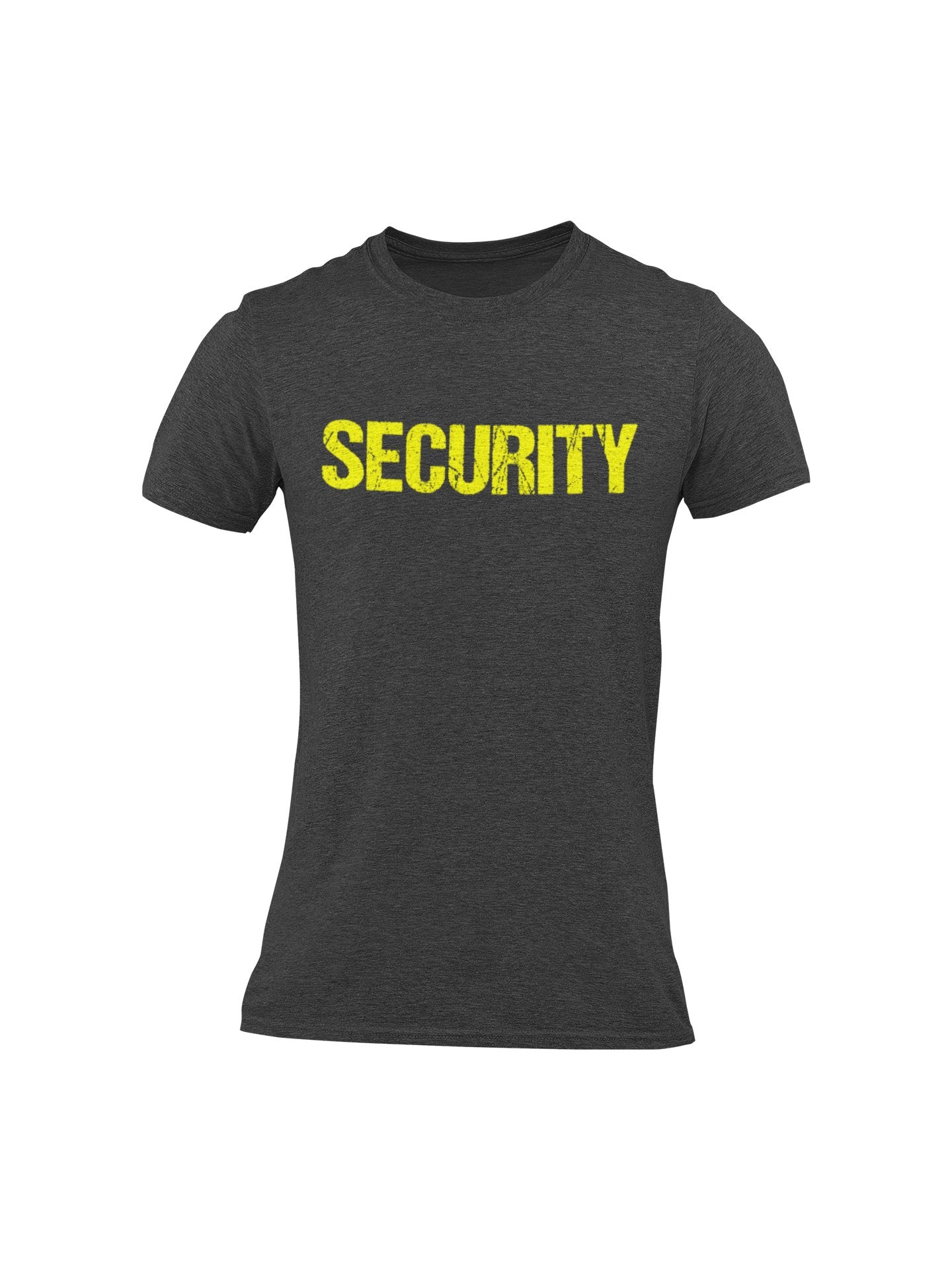 Security Men's Tee (Distressed Design, Heather Charcoal & Neon)