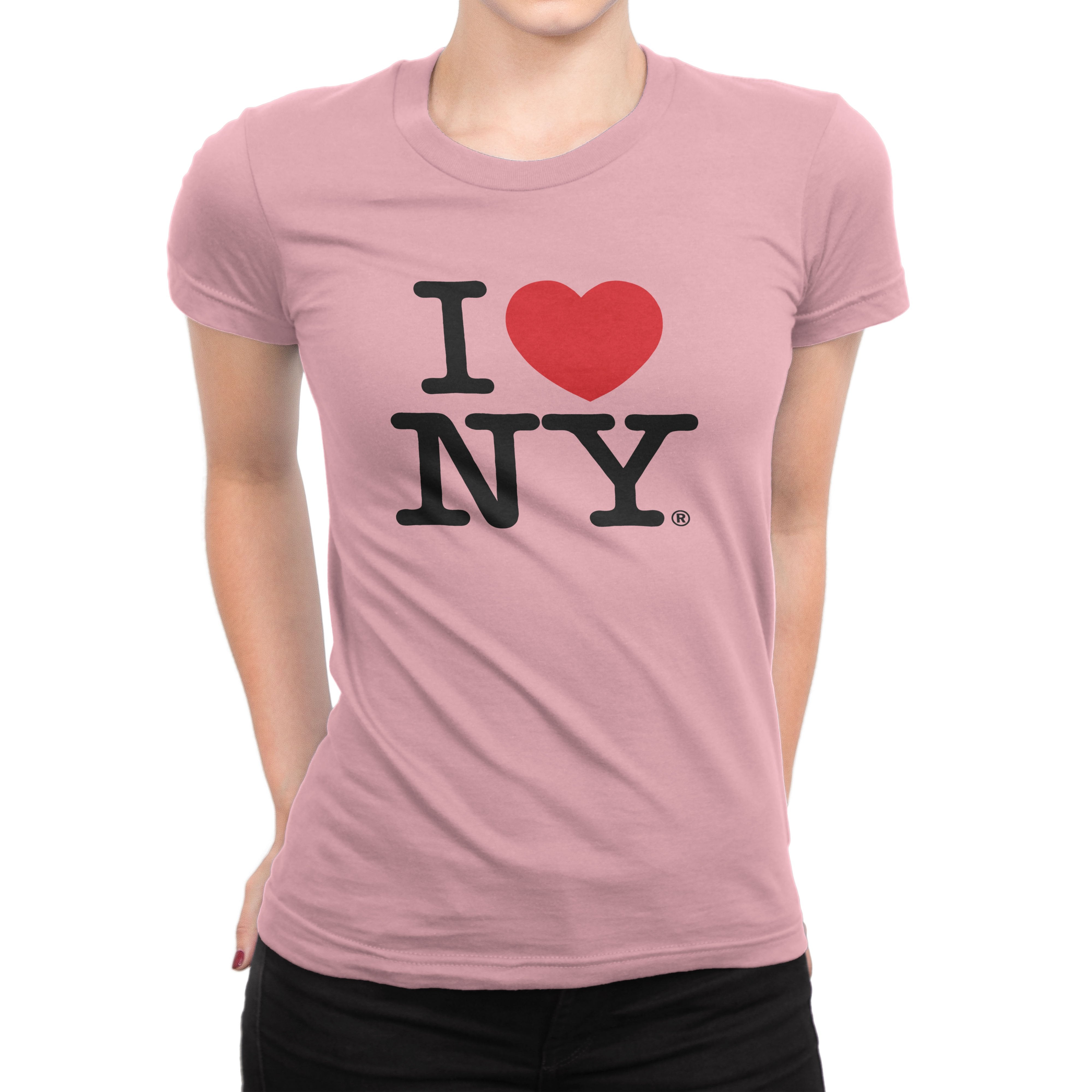 I Love NY New York Womens T-Shirt Ladies Tee Heart Light Pink