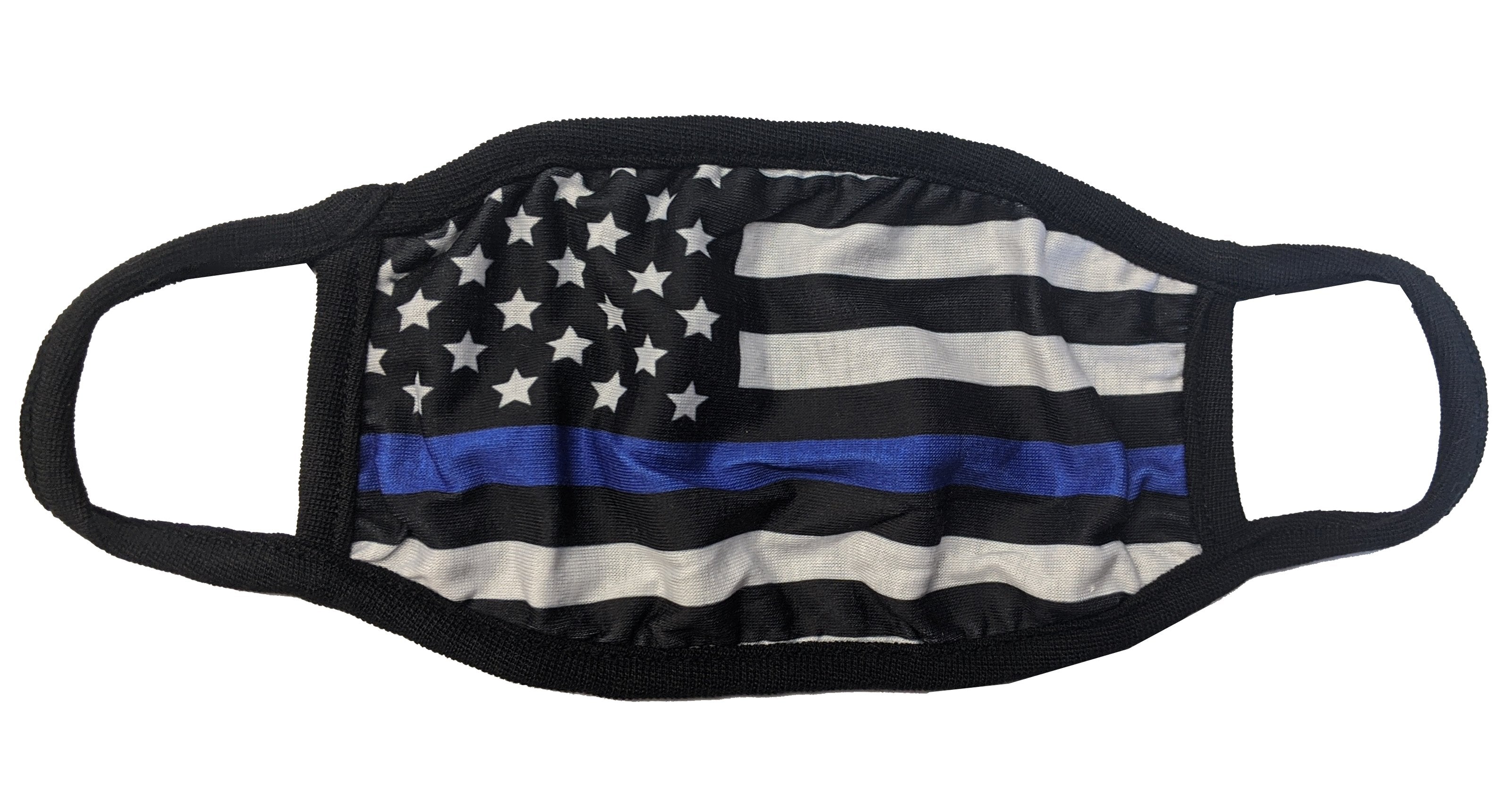 USA Flag Blue Line Police Face Mask Adult Unisex Non Medical Cotton & Polyester